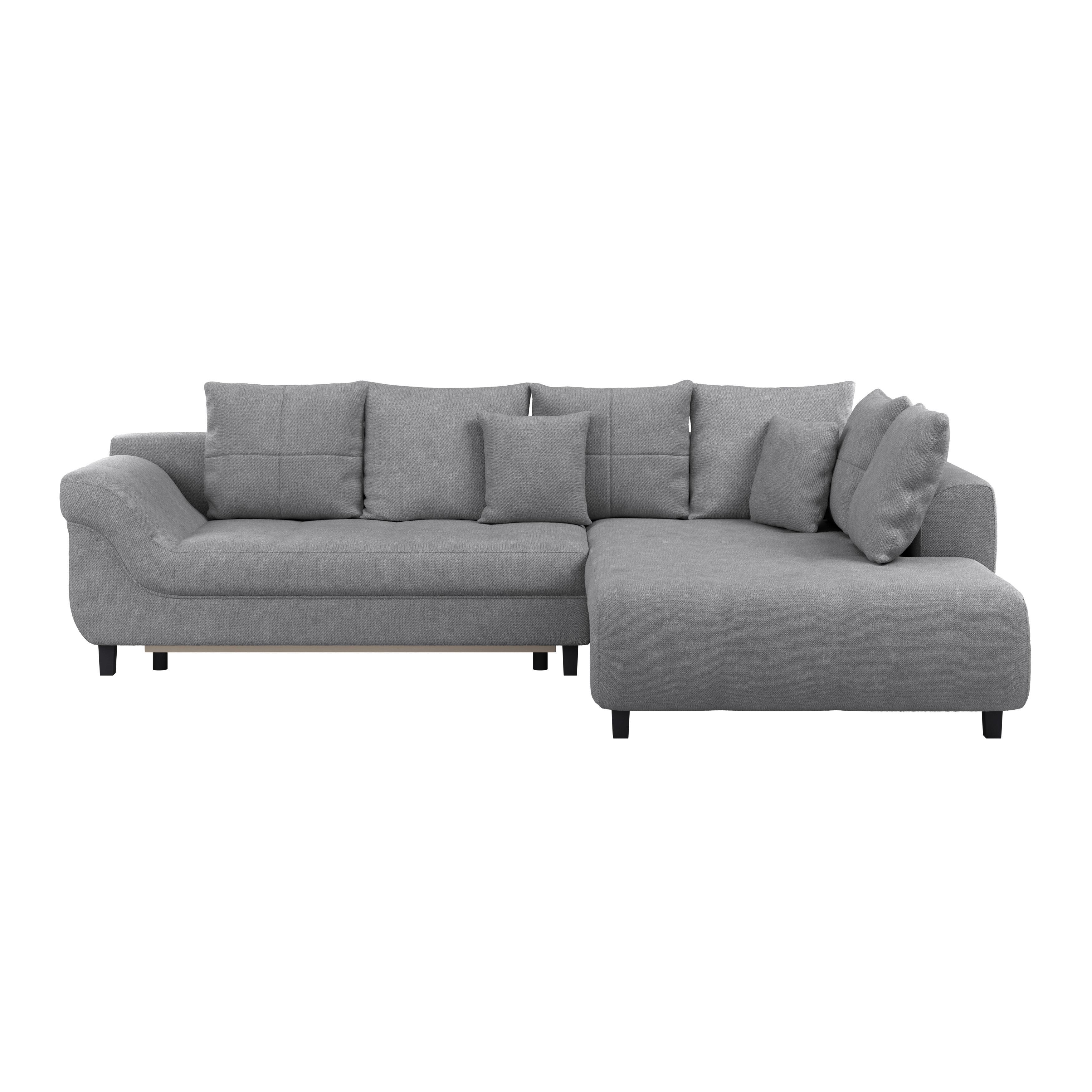 Sedežna Garnitura Mendoza, Siva, Ležišče, Predal - siva/črna, Design, tekstil/les (309/197cm) - Mömax