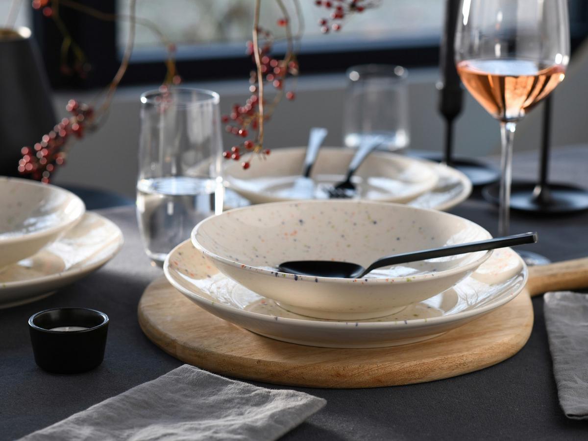 Kombinirani Servis Confetti White, 16-Delni - krem barve, Basics, keramika - Creatable