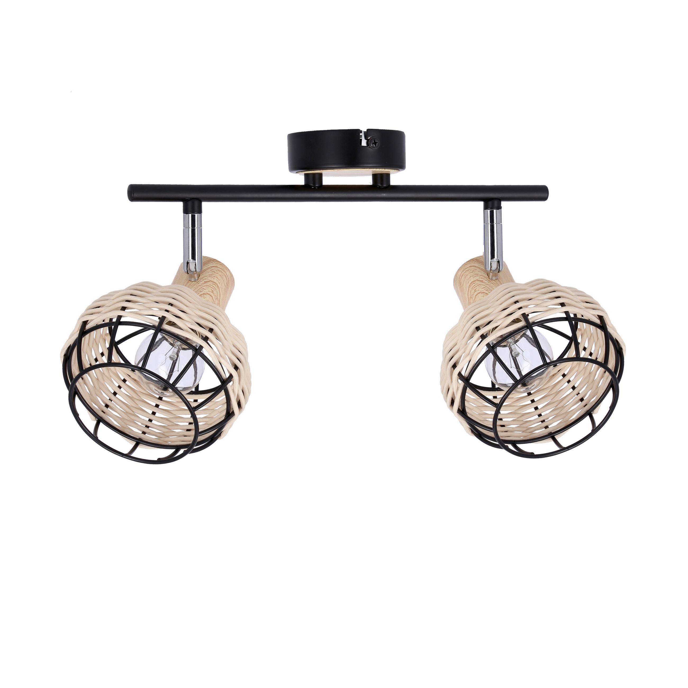 Reflektor Tajga - crna, Natur, drvo/metal (44/12/18cm)
