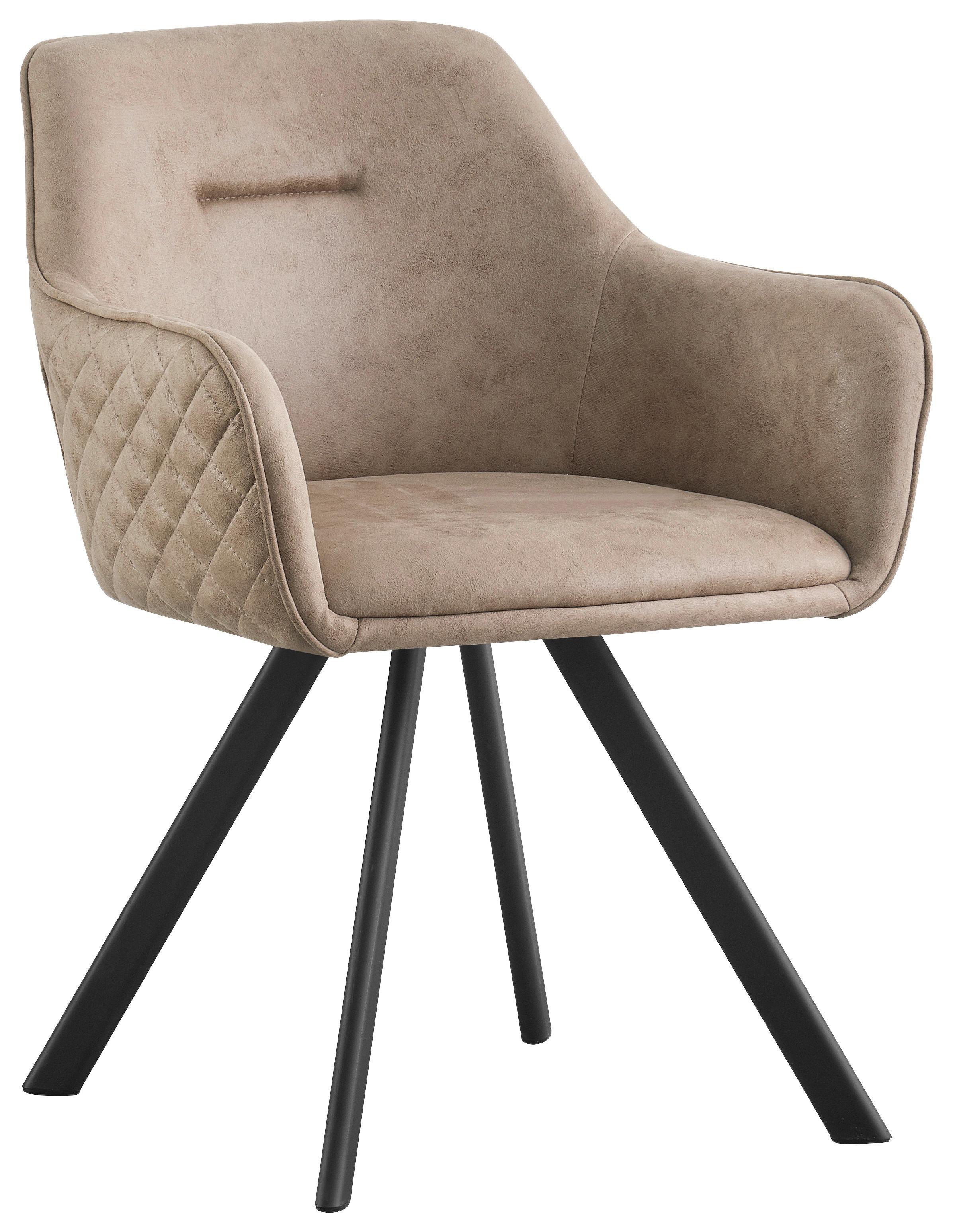 KRZESŁO Z PODŁOKIETNIKAMI MARKO - beżowy/czarny, Design, metal/tkanina (58,5/78,5/60cm) - Hom`in