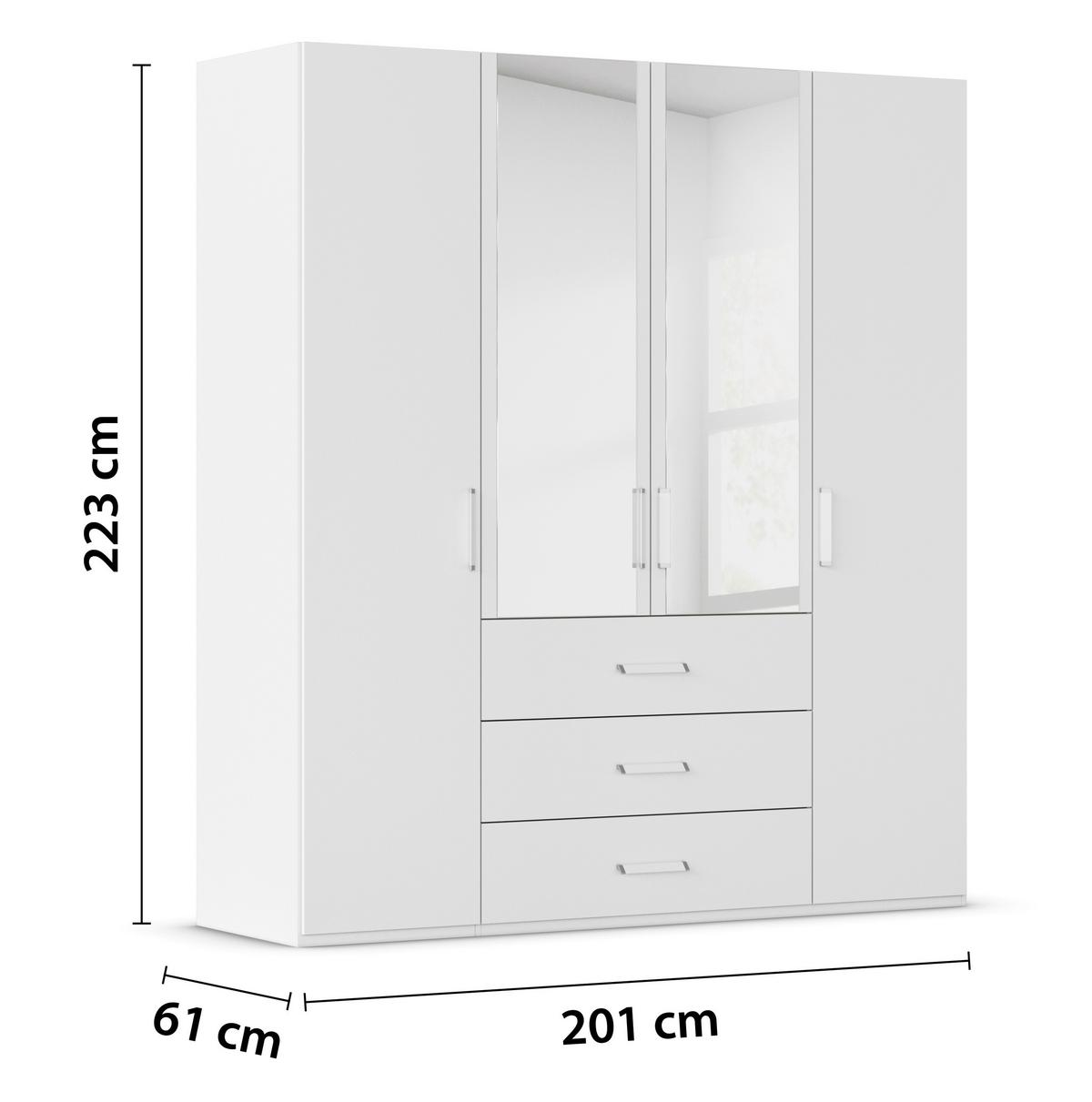 Omara S Klasičnimi Vrati Evelyn, Bela - bela, Design, umetna masa/steklo (201/223/60cm) - Novel