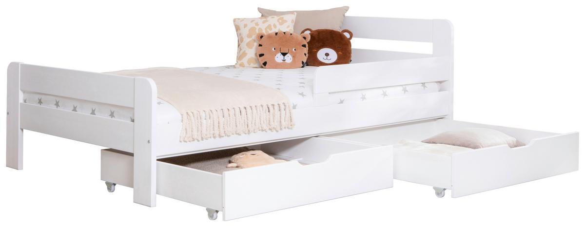 Bett Bennet mit Schubkasten ca. 120x200 cm Weiß - Naturfarben/Weiß, MODERN, Holz/Textil (120/200cm) - MID.YOU