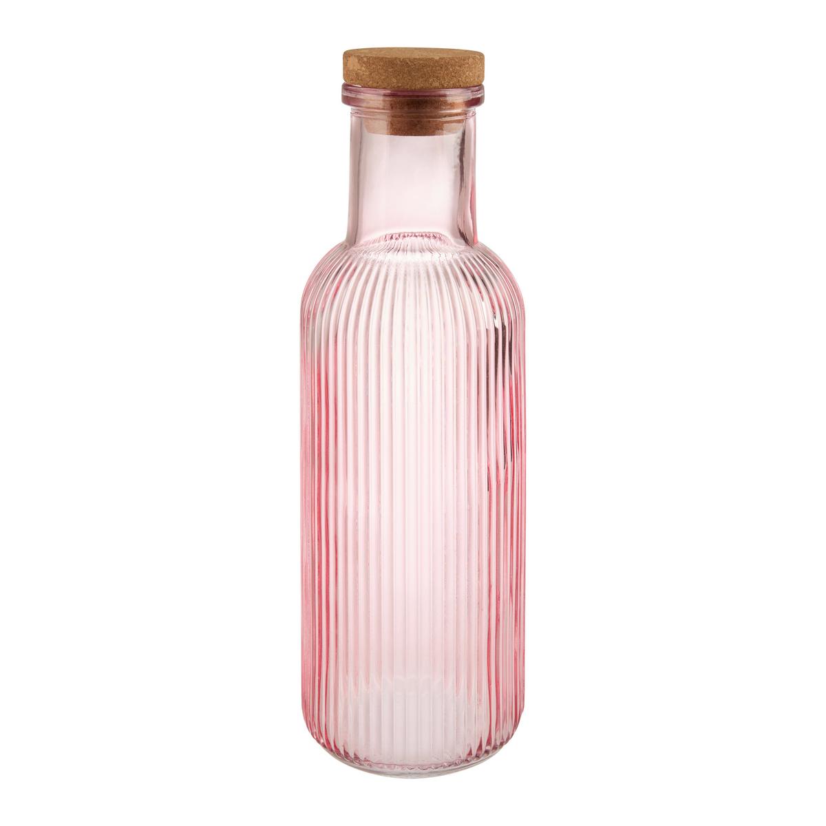Universalflasche Mary diverse Farben - Blau/Pink, KONVENTIONELL, Glas/Holz (9/27,5cm) - Mömax