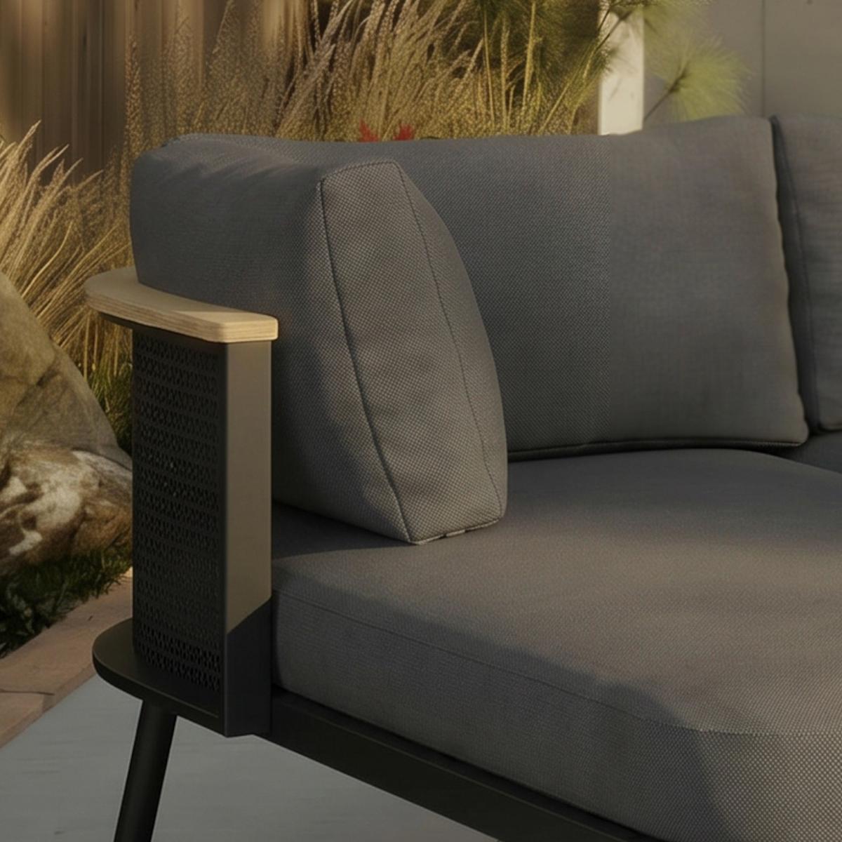 Kerti Étkezőgarnitúra Lissa - fekete/körtefa színű, Modern, műanyag/textil - Bessagi Garden