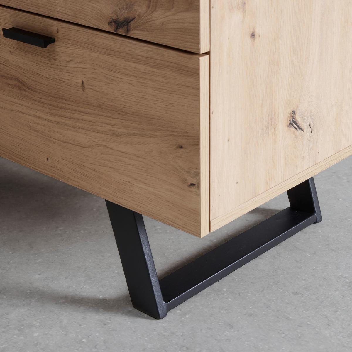 Eckschreibtisch Carmelo II in Schwarz/Eichefarben - Eichefarben/Schwarz, MODERN, Holzwerkstoff/Metall (150/75/120cm) - Mömax