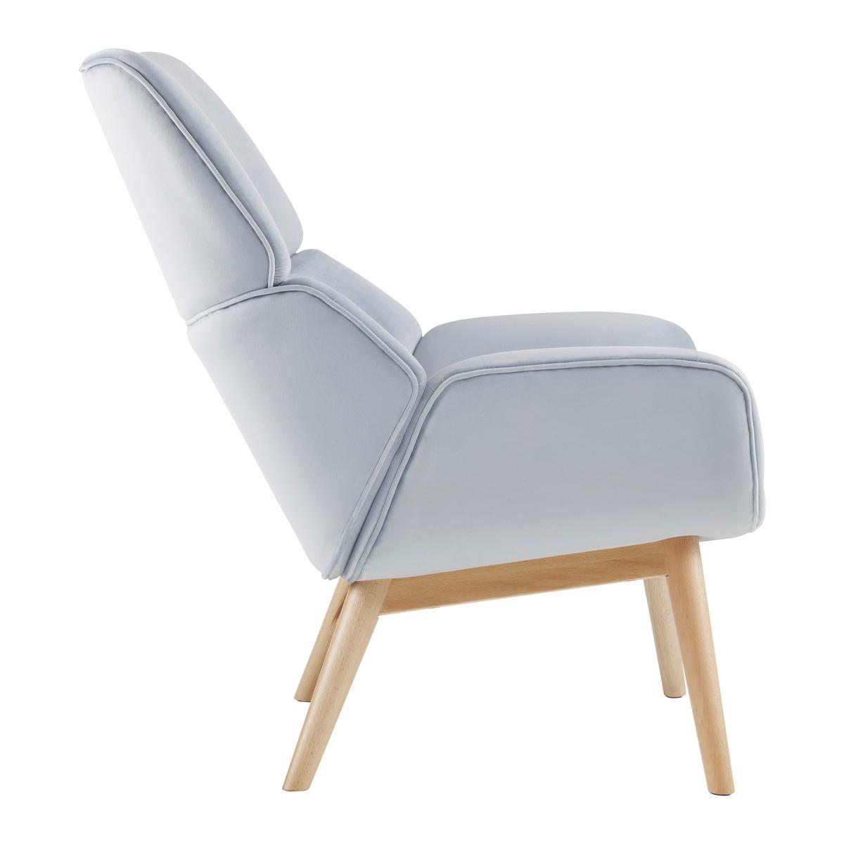Relaxsessel Felia ca. 71x92,5x79cm Samt Hellgrau - Buchefarben/Hellgrau, MODERN, Holz/Textil (71/92,5/79cm) - Bessagi Home