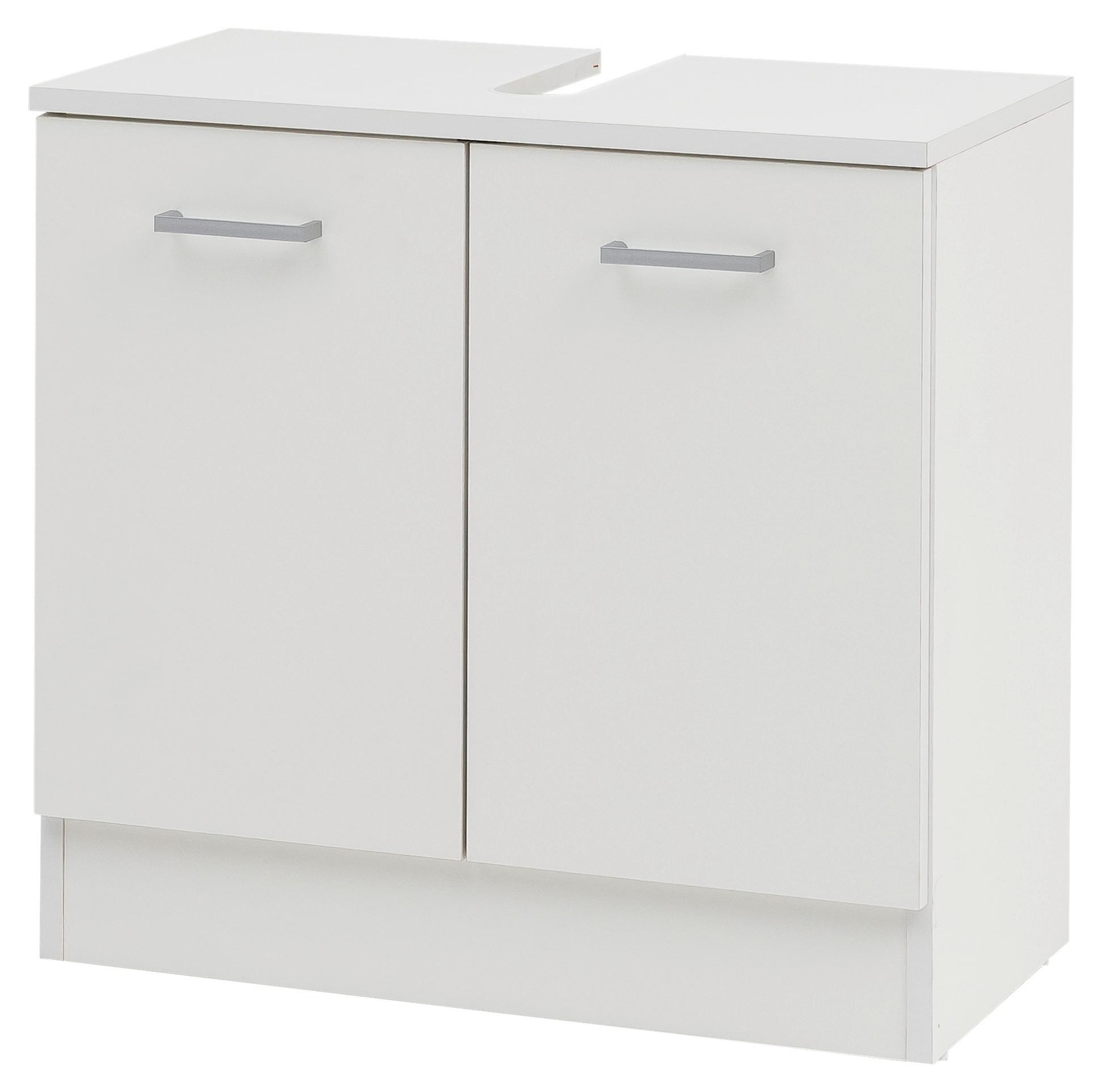 Waschbeckenunterschrank , weiß - Silberfarben/Weiß, MODERN, Holzwerkstoff (59,8/60,1/32,0cm) - MID.YOU