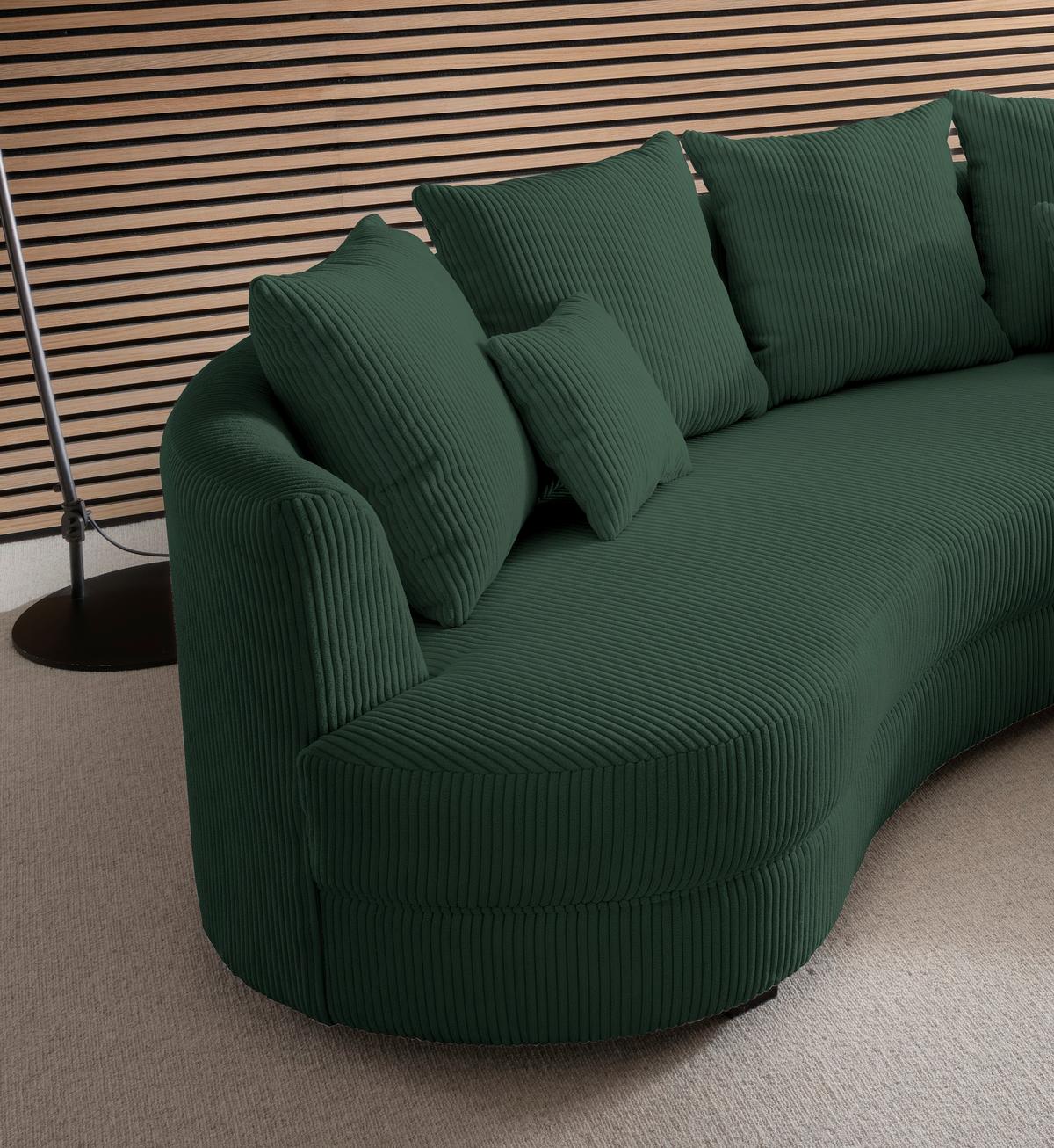 Wohnlandschaft Limoncello m. Hocker ca.300x160cm Dunkelgrün - Dunkelgrün/Schwarz, Design, Kunststoff/Textil (300/160cm) - Livetastic