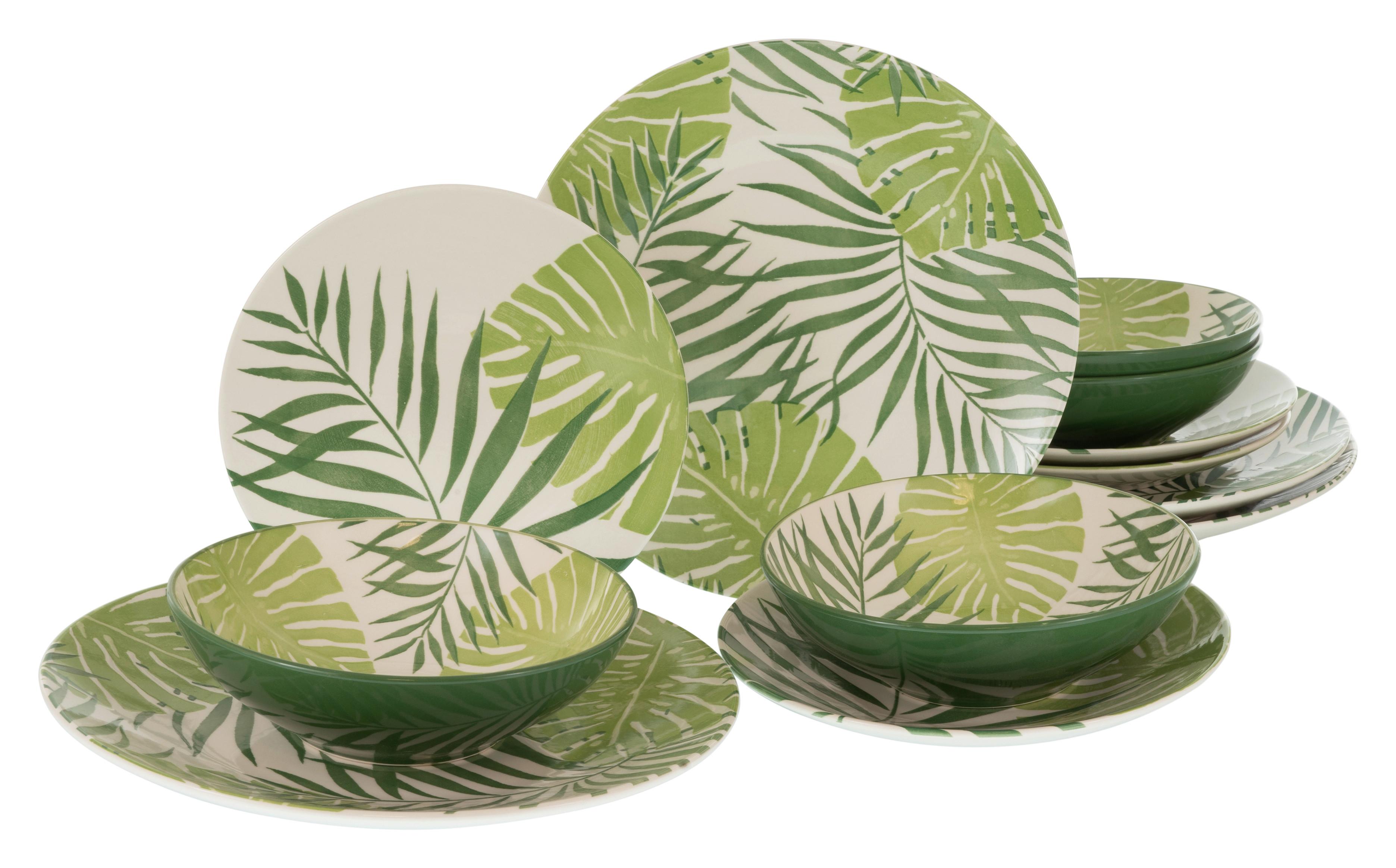 Kombinirani Servis Tropicana Grün, 12-Delni - zelena/bela, Basics, keramika - Creatable