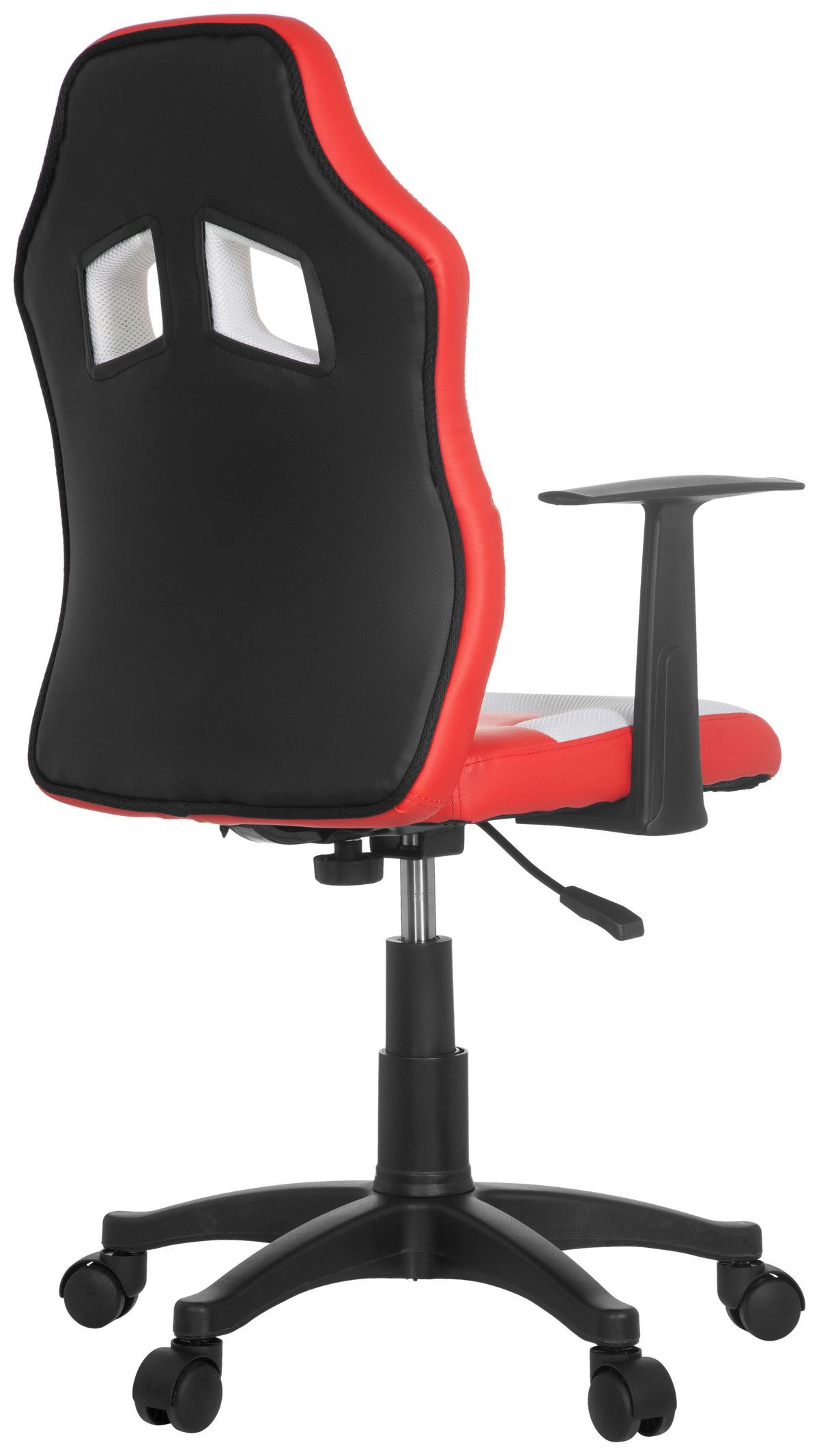 Mladinski Vrtljivi Stol Teen Game Al, Bela, Rdeča - rdeča/črna, Moderno, umetna masa/tekstil (54/105/48cm) - MID.YOU