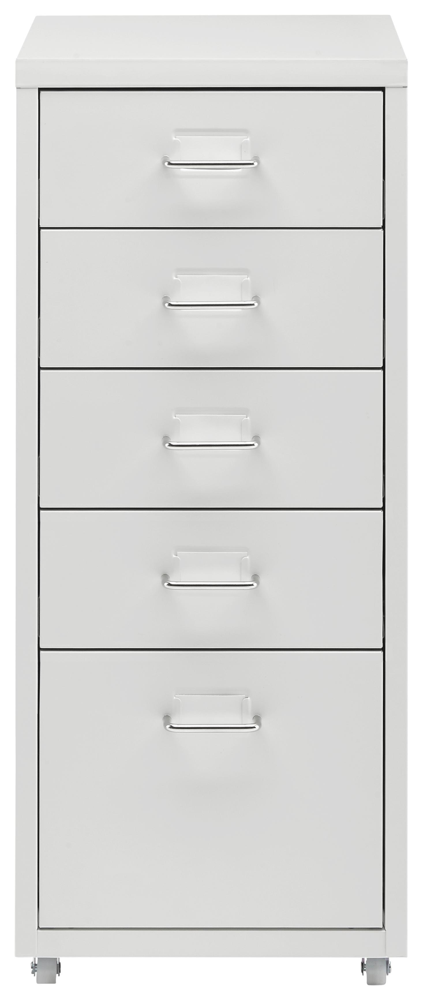 Rollcontainer in Weiß inkl. Rollen - Chromfarben/Weiß, MODERN, Metall (28/69/41cm) - Modern Living