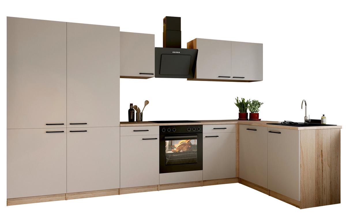 Eckküche Merle m. Geräten ca. 340x172cm Kaschmir - Kaschmir/Eichefarben, Trend, Holzwerkstoff/Metall (340/172cm) - Respekta