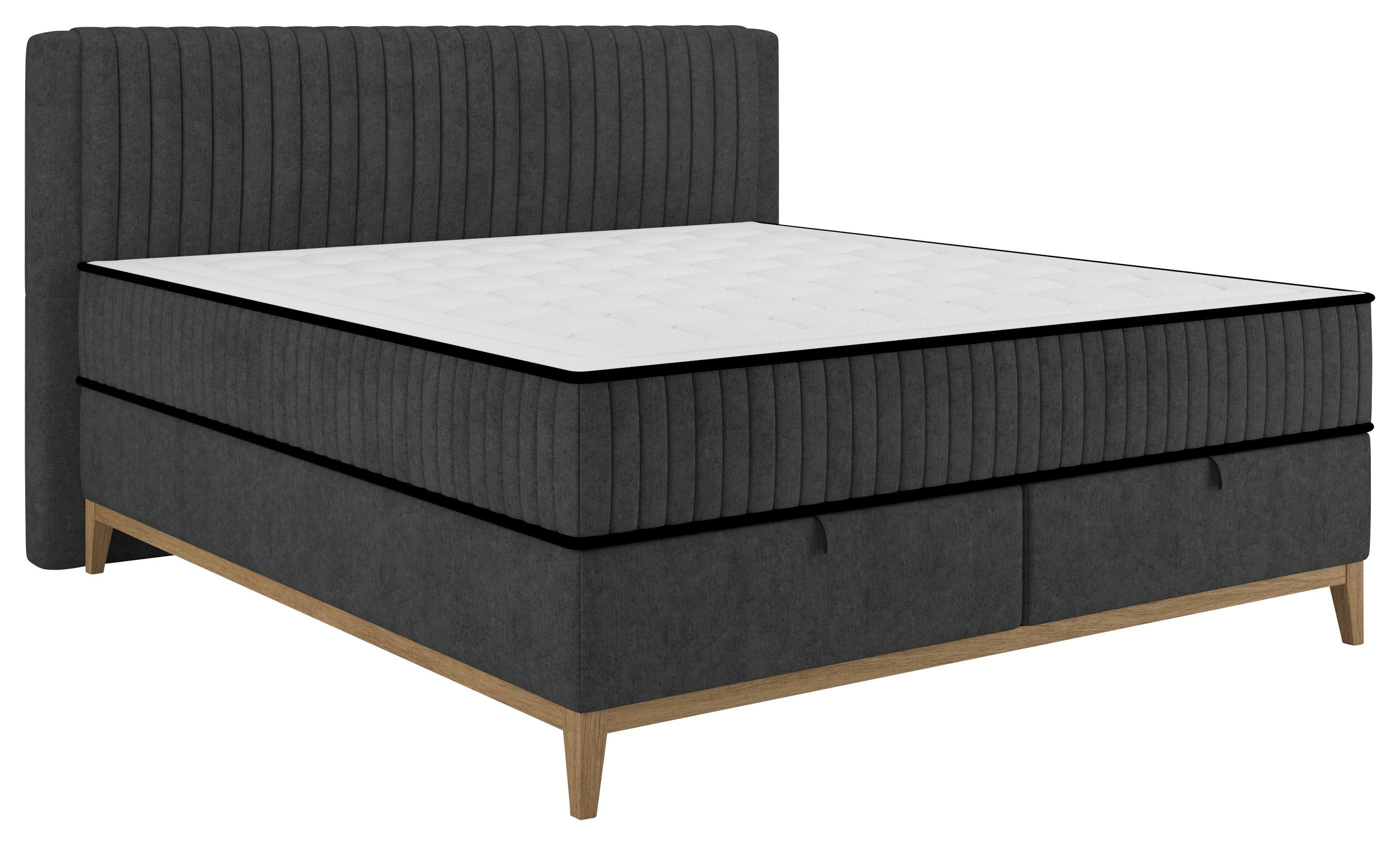 Bett Elena Schwarz ca. 160x200cm - Schwarz, KONVENTIONELL, Holz/Holzwerkstoff (160/200cm) - Sembella