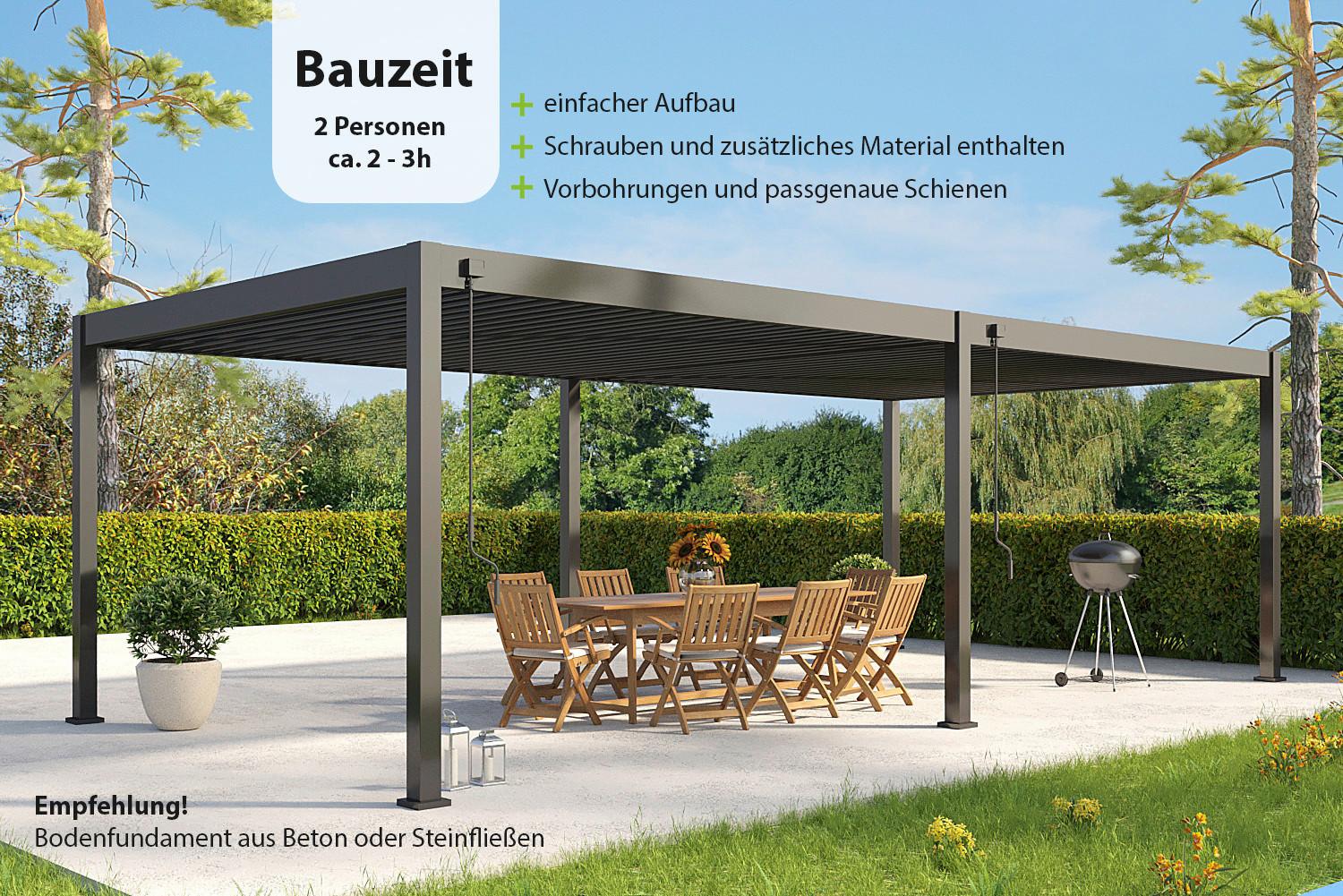 Pergola Delux Plus ca. 800x255x400 cm Anthrazit - Anthrazit, Basics, Metall (800/255/400cm) - WEIDE