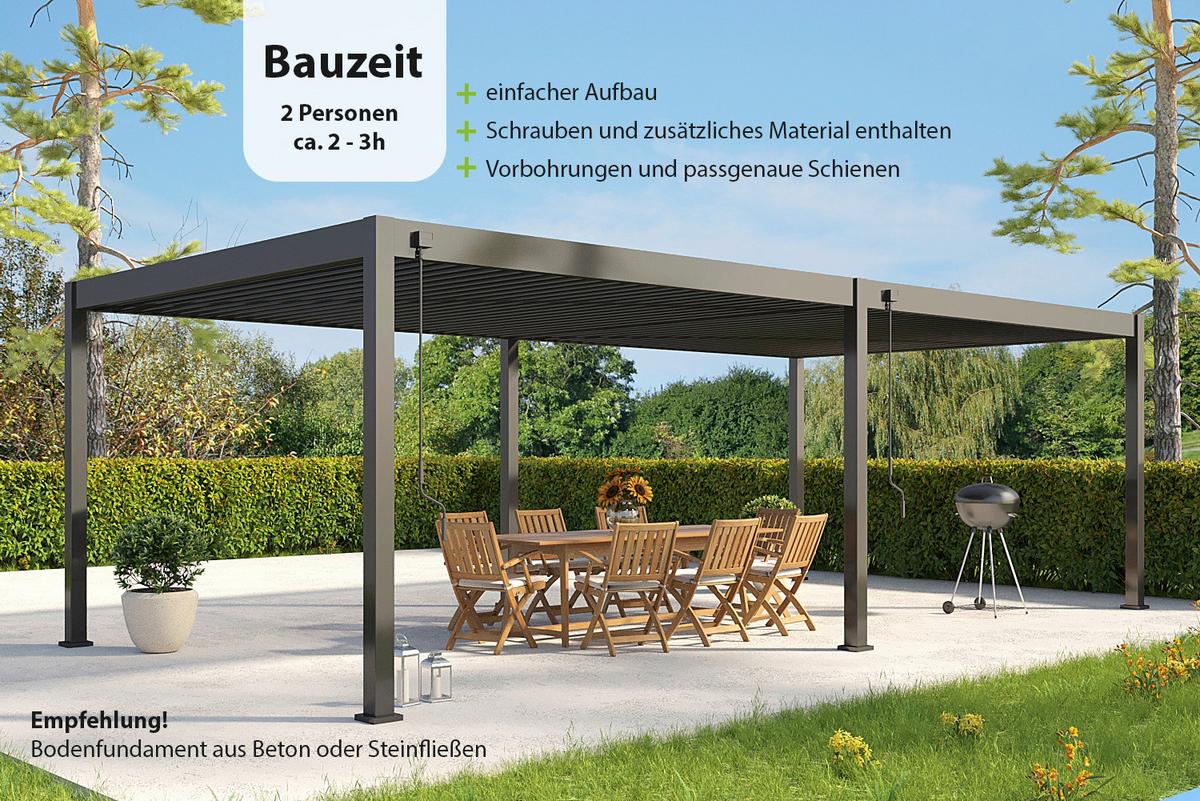 PERGOLA DELUXE PLUS 4X8M ANTHRAZIT - Anthrazit, Basics, Metall (800/255/400cm) - Gardenson