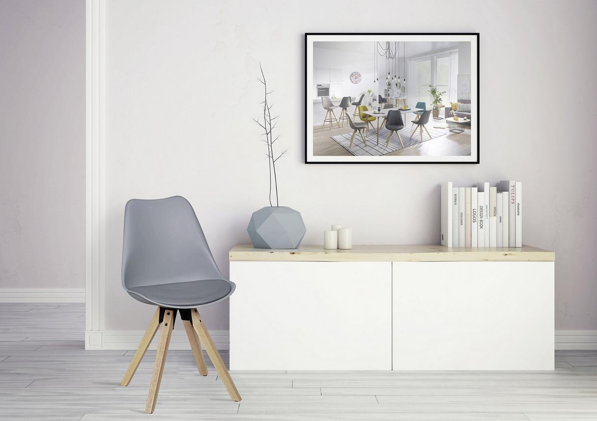 Set Stolov Lima - siva/barve hrasta, Design, umetna masa/tekstil (48/89/48cm) - MID.YOU