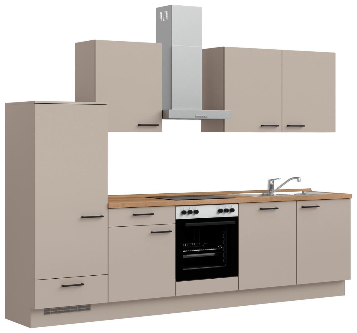 Küchenleerblock Easytouch Low o. Geräte Sandfarben - Sandfarben/Eichefarben, MODERN, Holzwerkstoff/Metall (300cm) - Nobilia