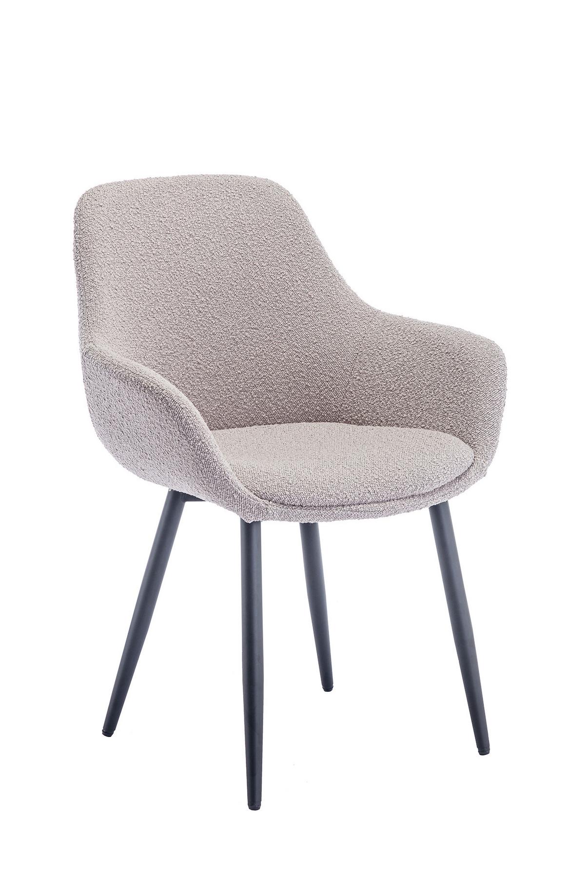 Set Stolov Bouclé, Rjavosiva, 2-Delni - rjavosiva/črna, Moderno, kovina/tekstil (64/86/59cm) - Livetastic