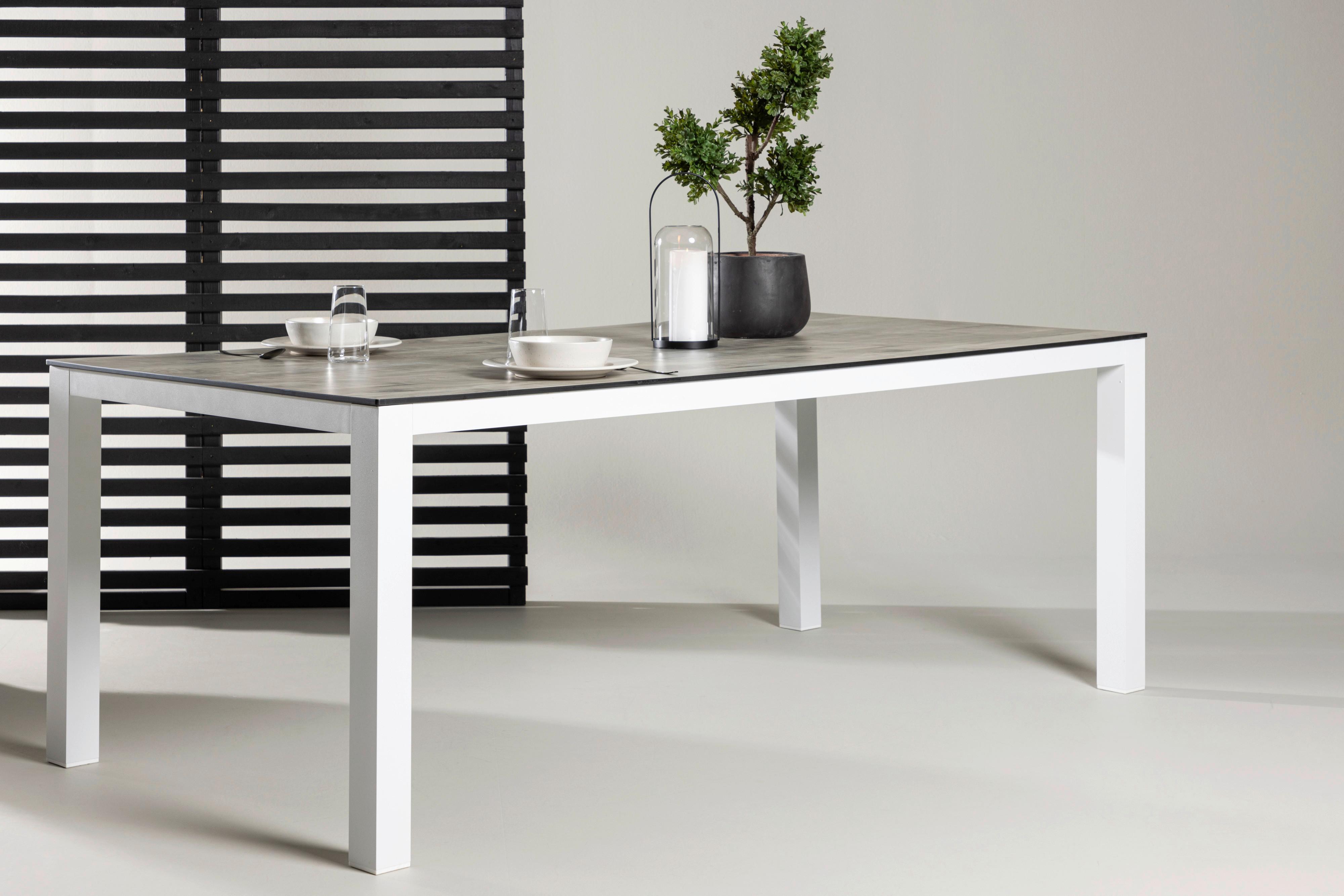 Gartentisch Llama ca. 205x100x75 cm Grau/Weiß - Weiß/Grau, KONVENTIONELL, Kunststoff/Metall (205/100/75cm) - Gardenson