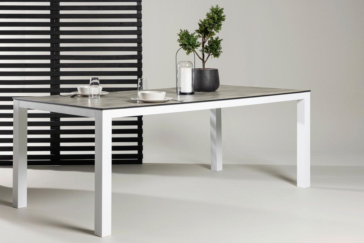 Gartentisch Llama ca. 205x100x75 cm Grau/Weiß - Weiß/Grau, KONVENTIONELL, Kunststoff/Metall (205/100/75cm) - Gardenson