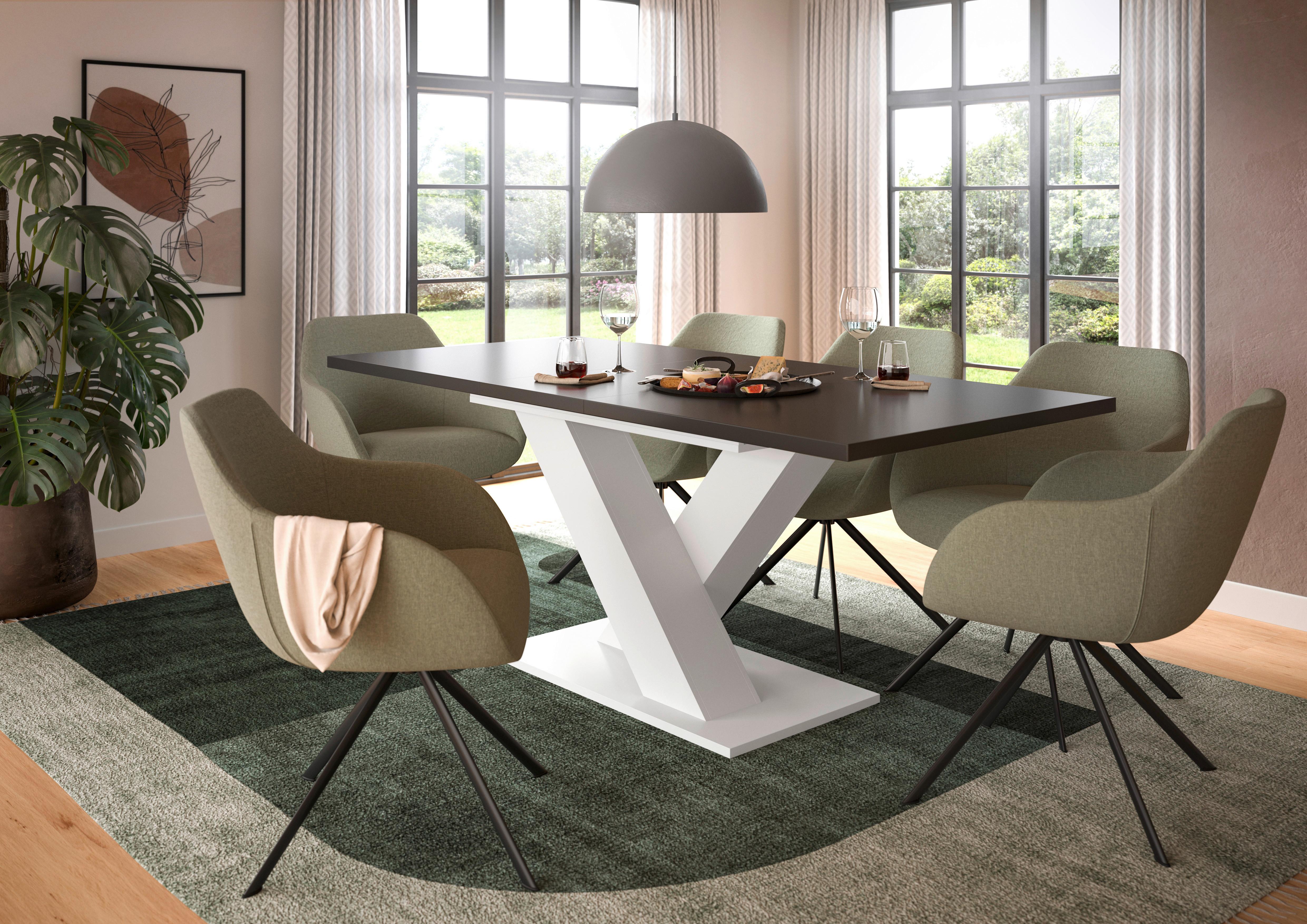 Ausziehtisch Marlon Grau/Weiß ca.150-190x90x76 cm - Dunkelgrau/Weiß, KONVENTIONELL, Holzwerkstoff (150-190/90/76cm) - MID.YOU