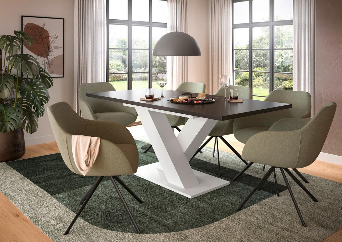 Ausziehtisch Marlon Grau/Weiß ca.150-190x90x76 cm - Dunkelgrau/Weiß, KONVENTIONELL, Holzwerkstoff (150-190/90/76cm) - MID.YOU