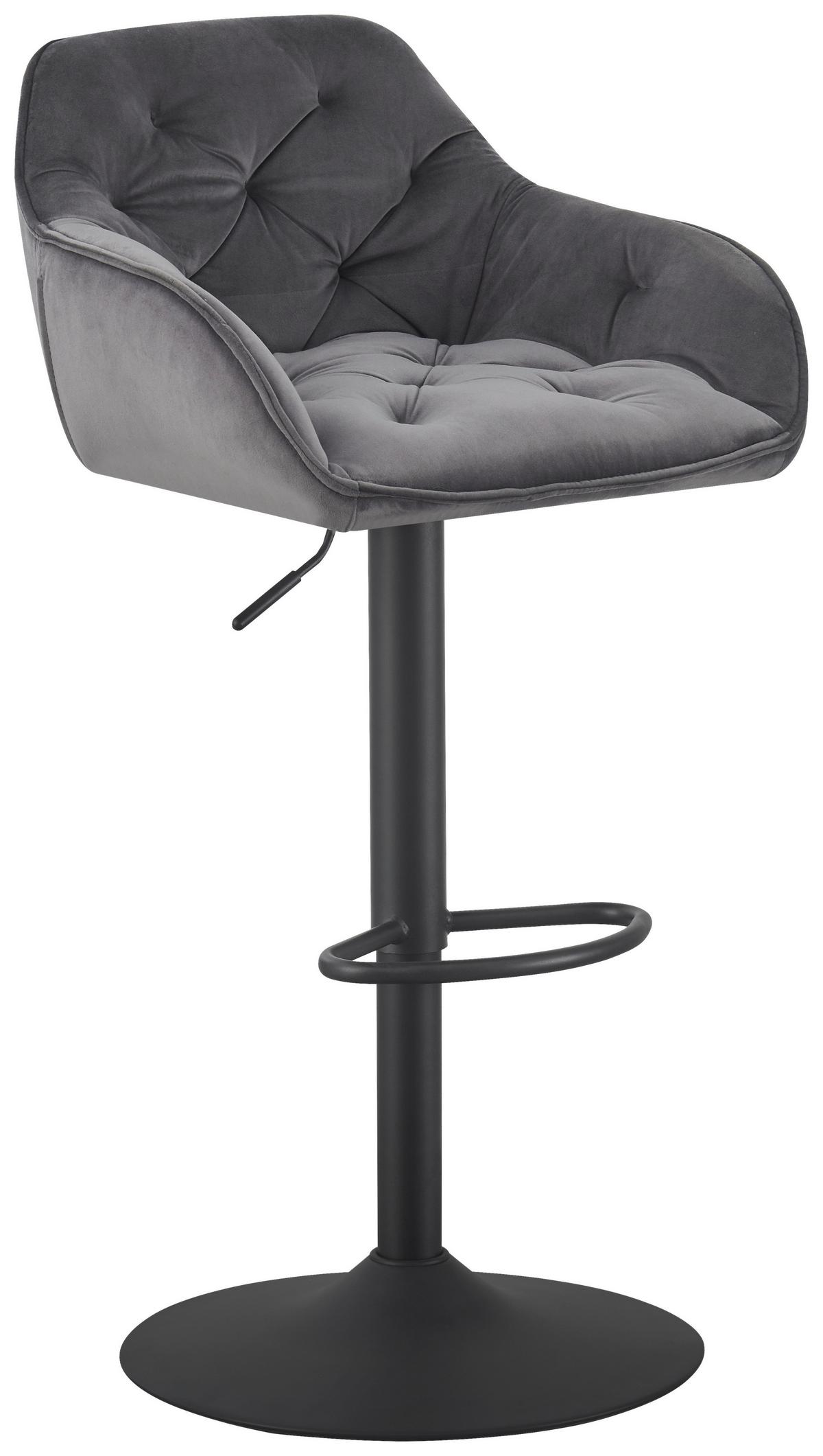 Barhocker Eileen Grau/Schwarz - Schwarz/Grau, Lifestyle, Textil/Metall (53/85-107/54cm) - Mömax