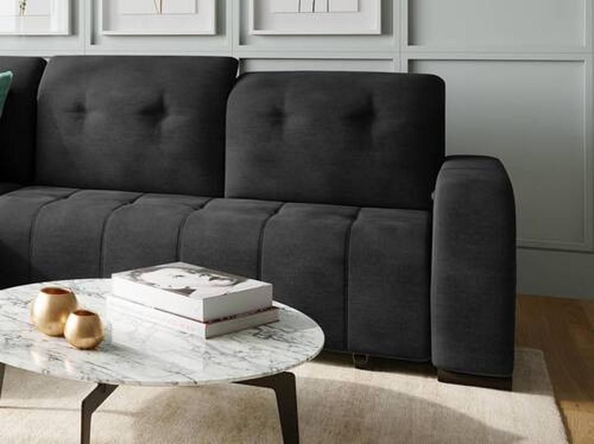 Wohnlandschaft Vicari Schwarz Mikrofaser - Schwarz, MODERN, Textil/Metall (292/185cm) - Livetastic