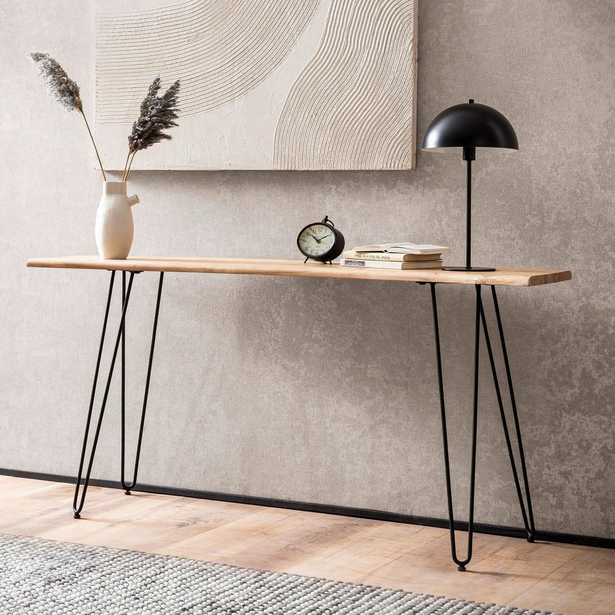 KONSOLENTISCH WL7.318 - Schwarz/Akaziefarben, Design, Holz/Metall (150/36/75cm) - MID.YOU