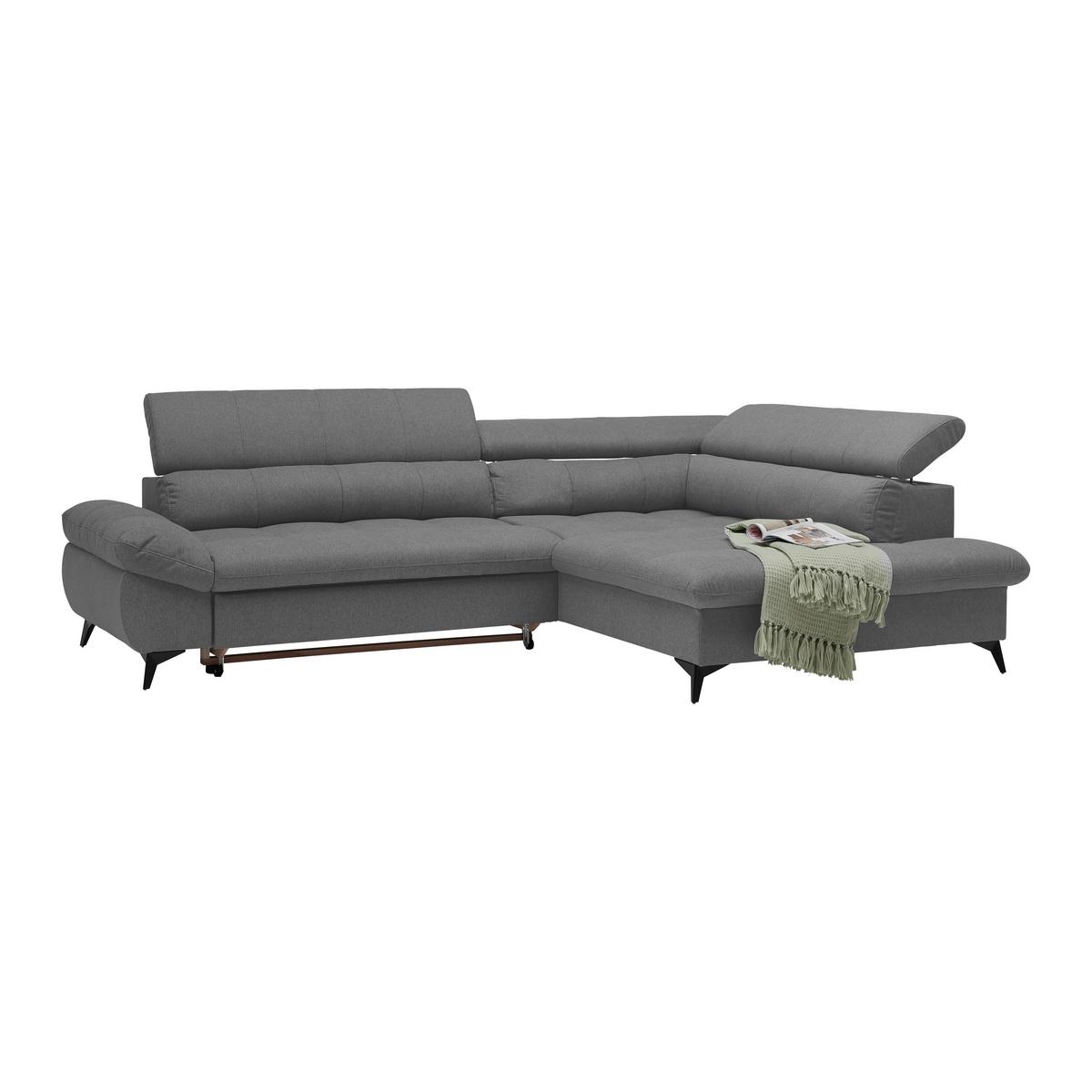 Wohnlandschaft Alberto Anthrazit - Anthrazit/Schwarz, MODERN, Textil/Metall (296/201cm) - Mömax