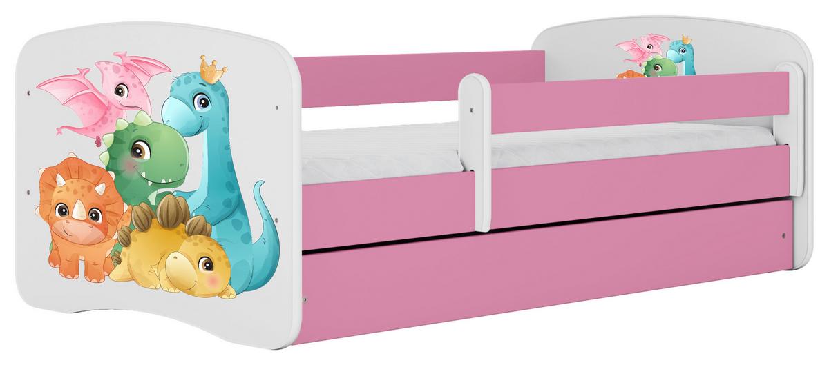 Otroška Postelja Babydreams, Bela, Roza, 80x160cm - pink/bela, Moderno, tekstil/leseni material (80/160cm) - MID.YOU