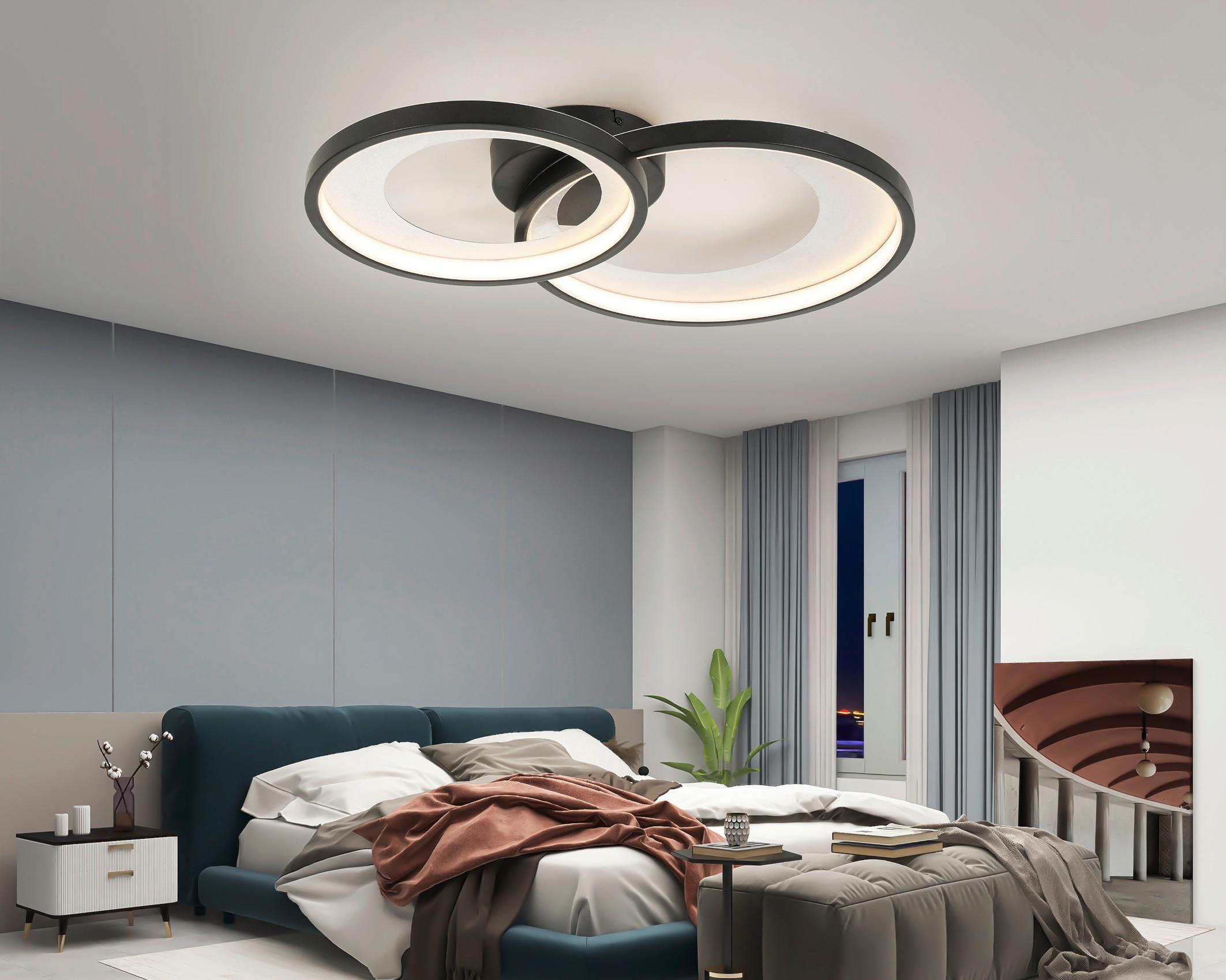 LAMPA SUFITOWA LED RING *SBN* - kolor srebrny/czarny, Design, tworzywo sztuczne/metal (55/35/8,5cm) - Novel