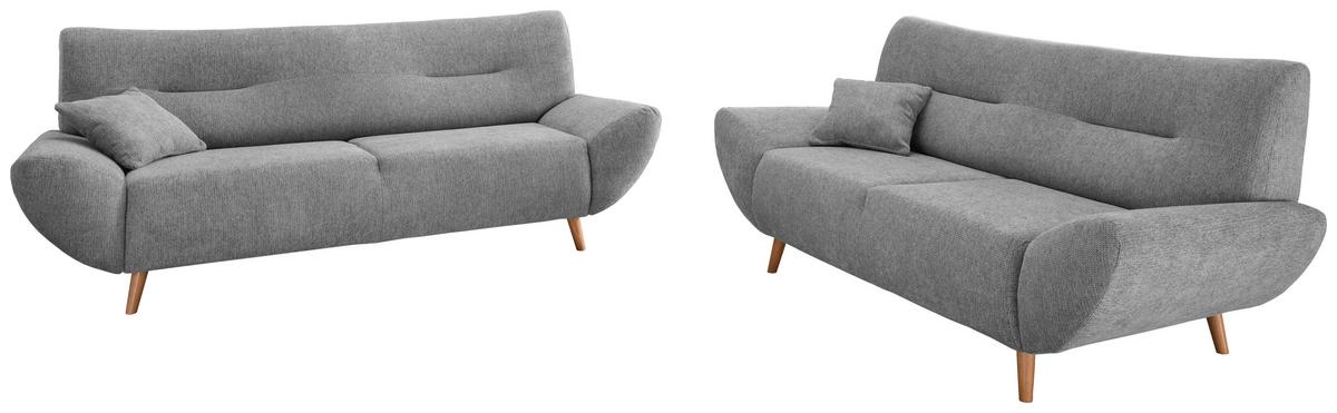 3-Sitzer-Sofa Drago Silberfarben Chenille - Wildeiche/Silberfarben, MODERN, Holz/Textil (205/81/90cm) - MID.YOU