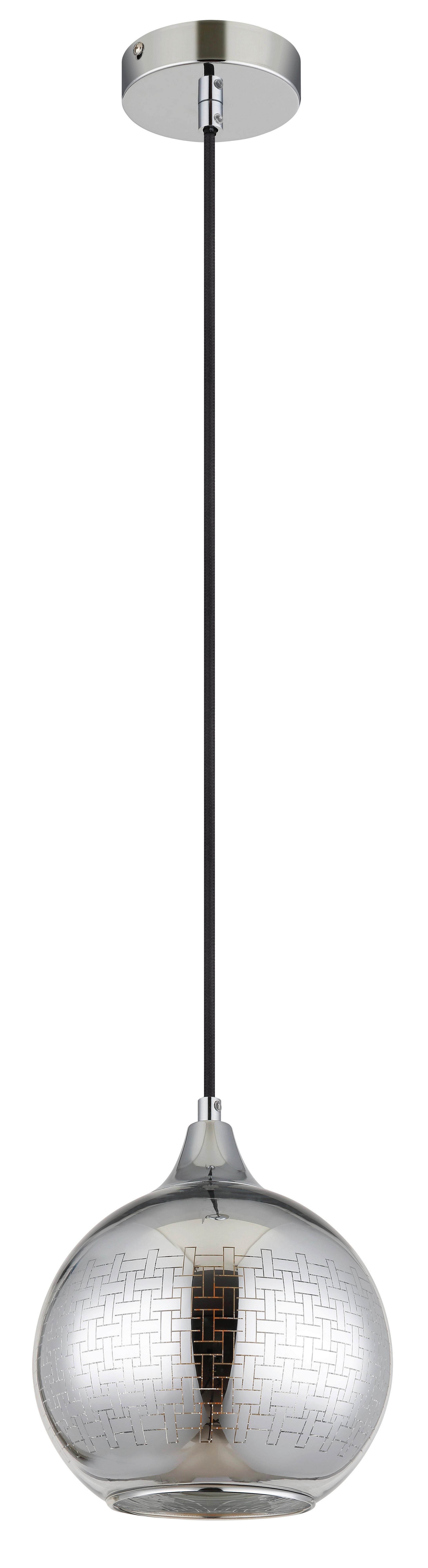 HÄNGELEUCHTE 16053 LOURDES - Chromfarben/Weiss, Basics, Glas/Textil (25/131cm) - Globo