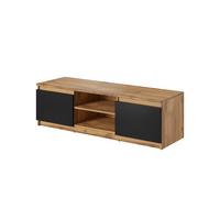 Lowboard Dingo mit LED Eiche Wotan/Schwarz - Eiche Wotan/Schwarz, Design, Holzwerkstoff/Kunststoff (120/35,5/38cm) - Livetastic