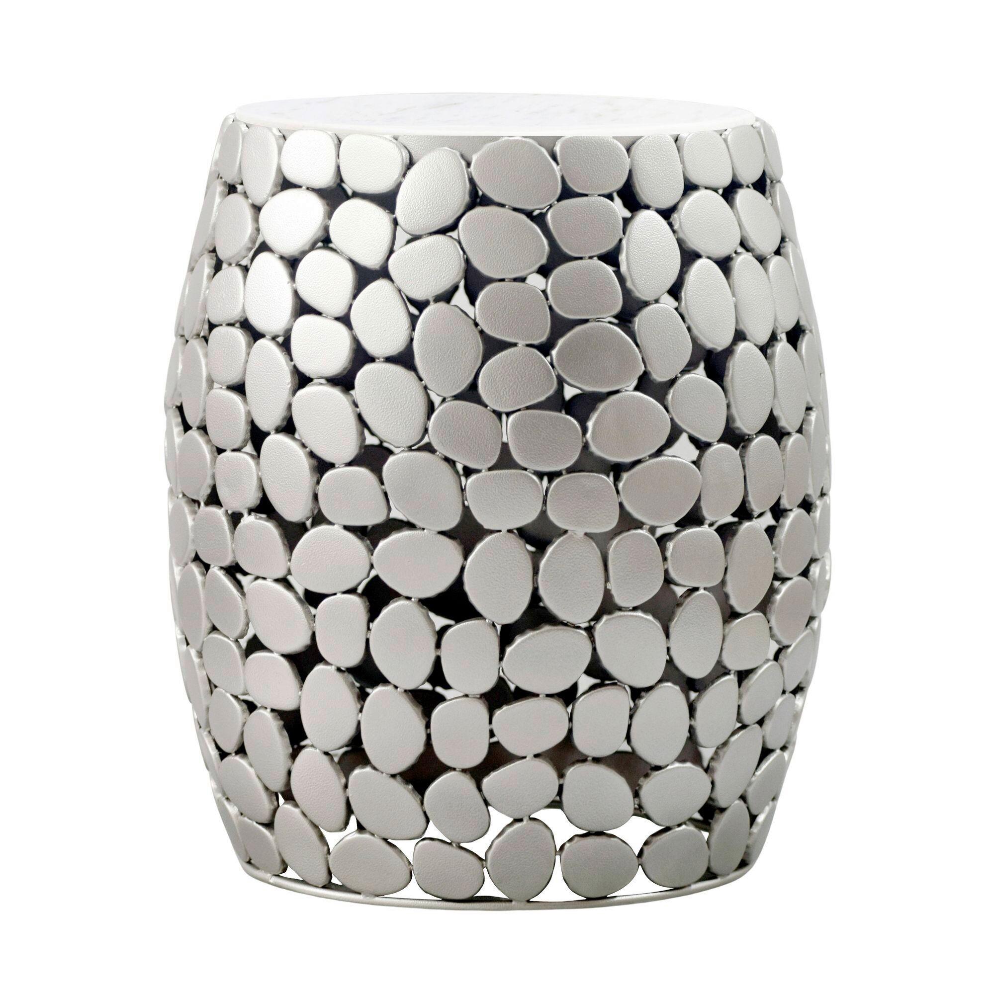 BEISTELLTISCH WL7.359 - Silberfarben, Design, Stein/Metall (40/46/40cm) - Livetastic