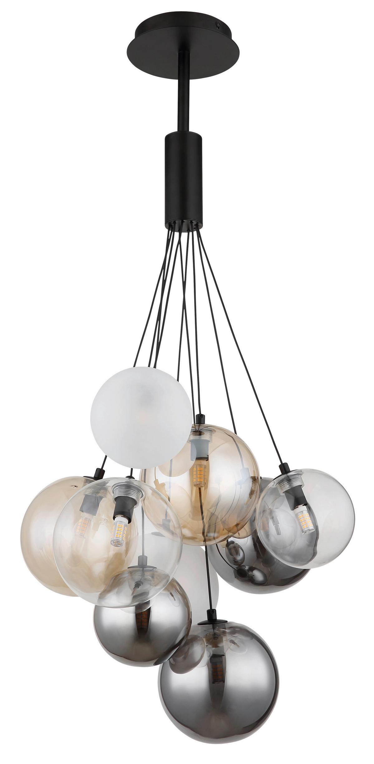 HÄNGELEUCHTE 56144-9H - Perlmutt/Schwarz, Design, Glas/Metall (45/90cm) - Globo