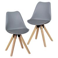 Set Stolov Lima - siva/barve hrasta, Design, umetna masa/tekstil (48/89/48cm) - MID.YOU