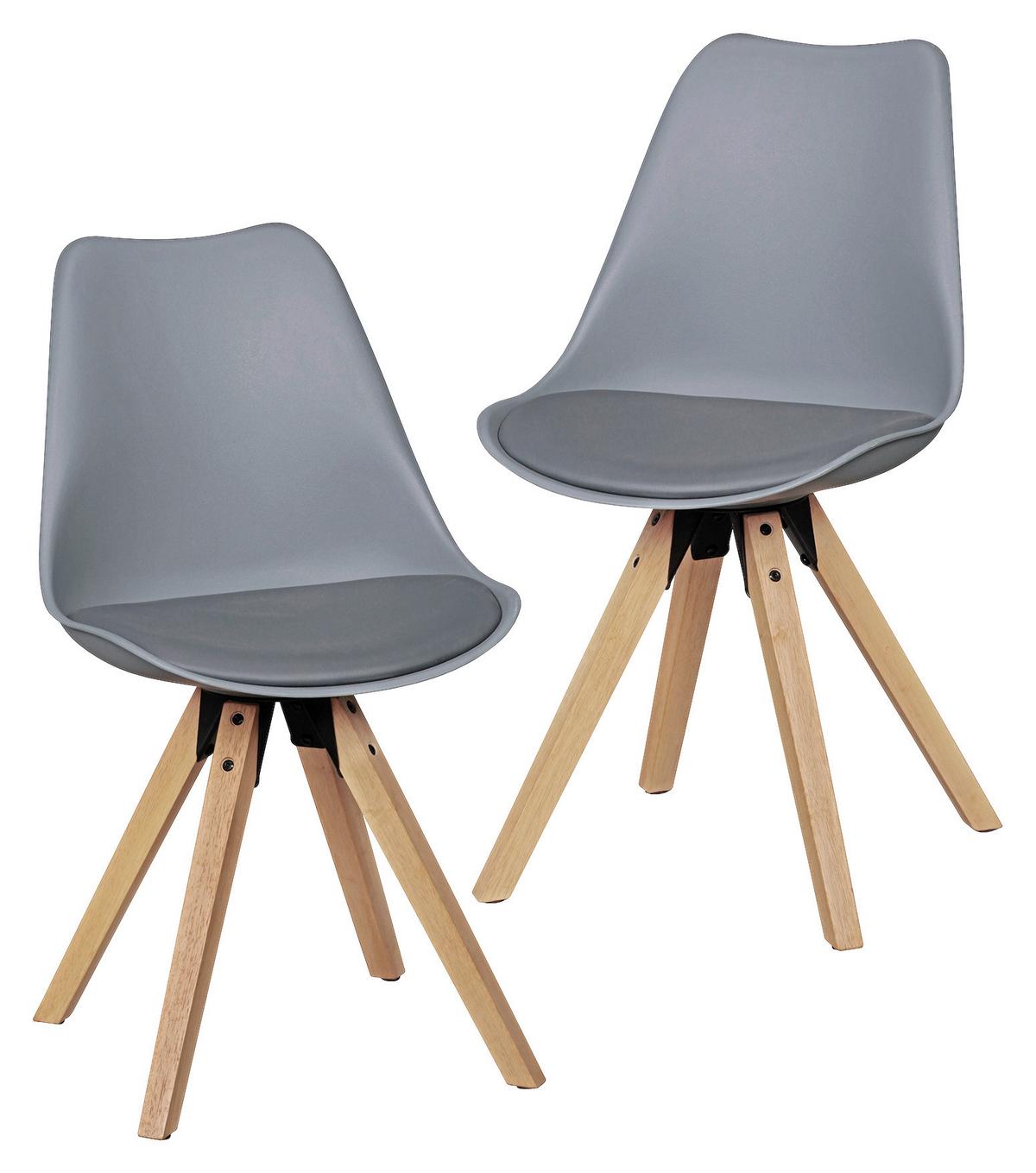 Set Stolov Lima - siva/barve hrasta, Design, umetna masa/tekstil (48/89/48cm) - MID.YOU