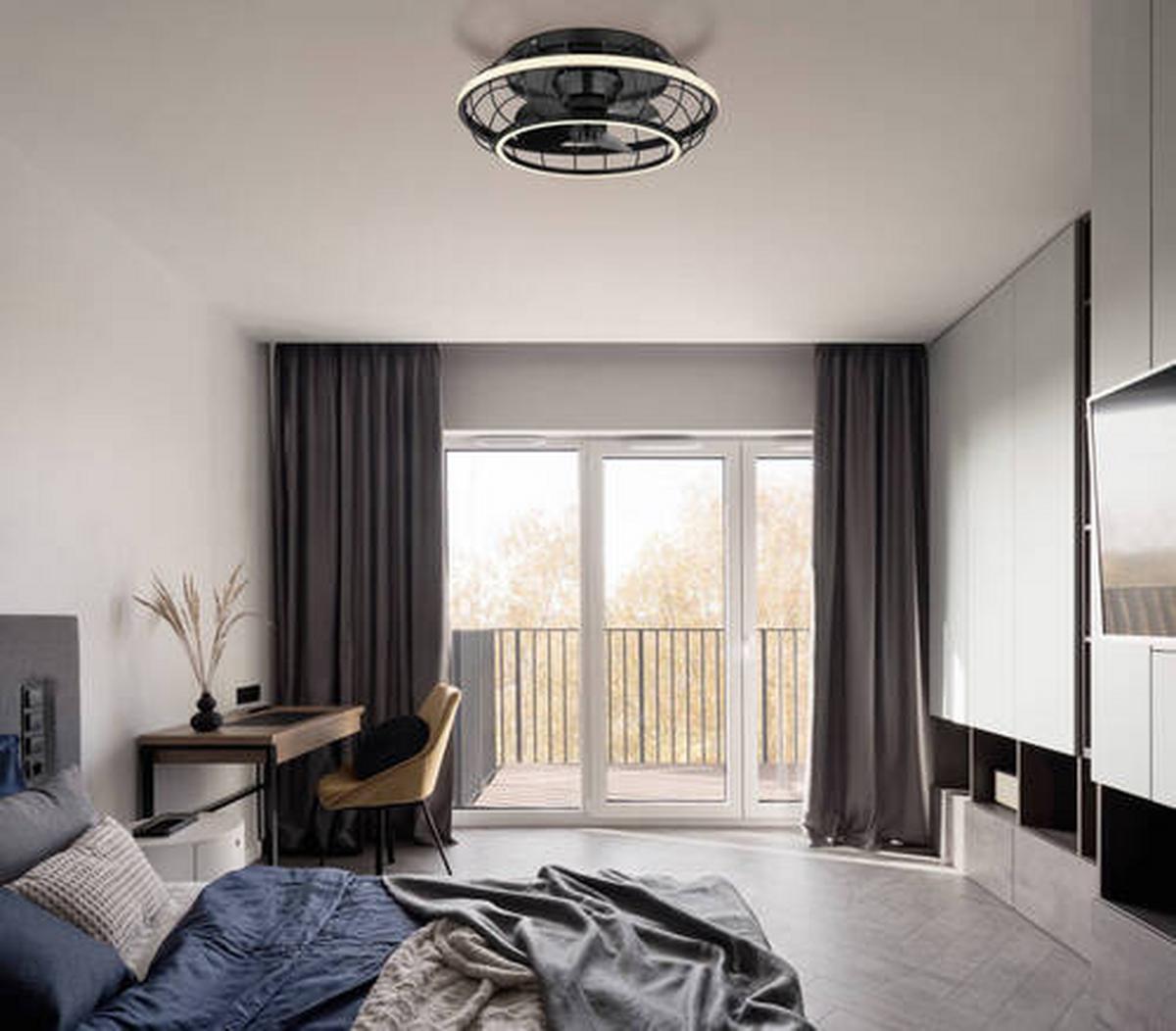 Stropni Ventilator 03637 Linay - črna/opal, Design, kovina/umetna masa (50/18cm) - Globo