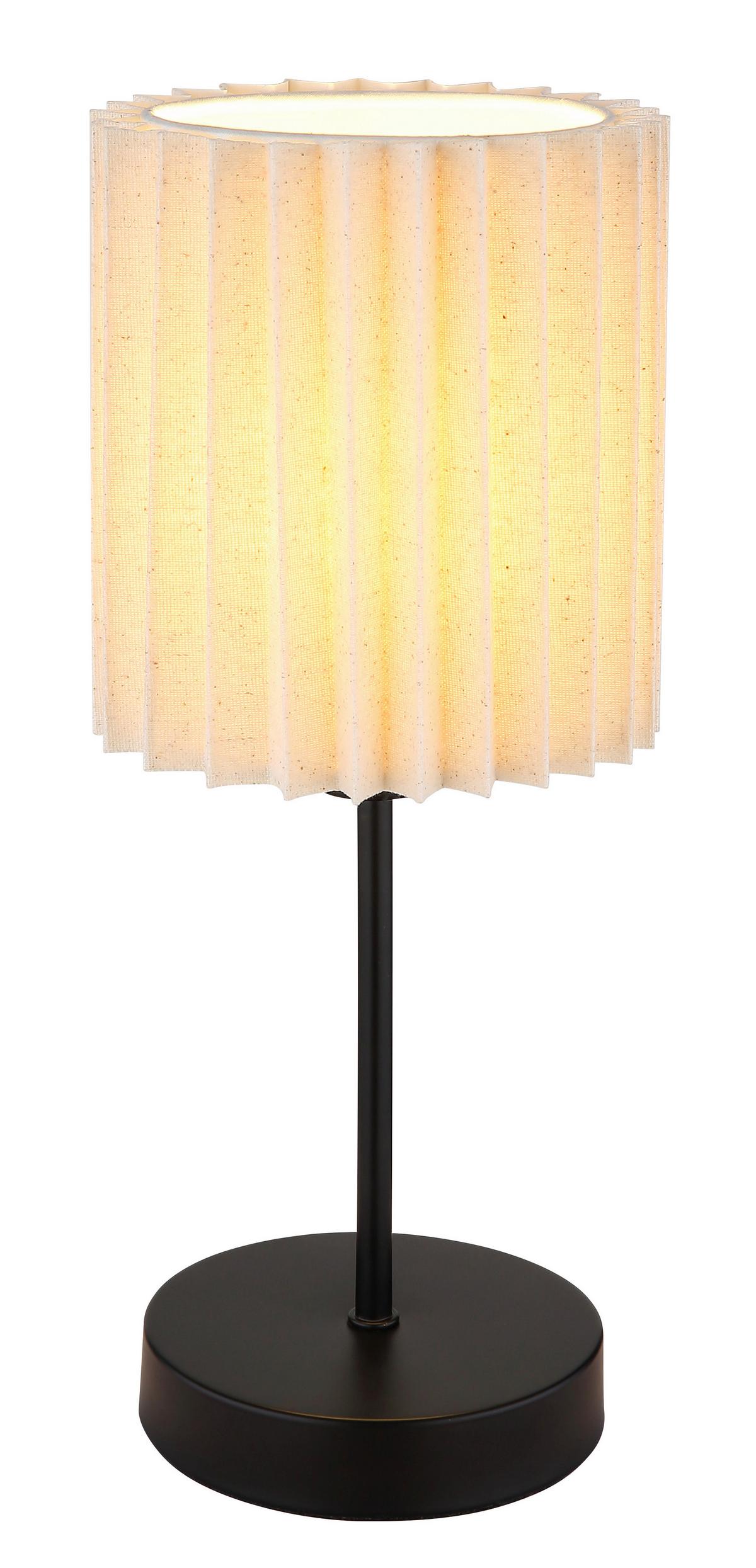 TISCHLEUCHTE 15757T PAGE - Schwarz/Naturfarben, Konventionell, Textil/Metall (26.5/50cm) - Globo
