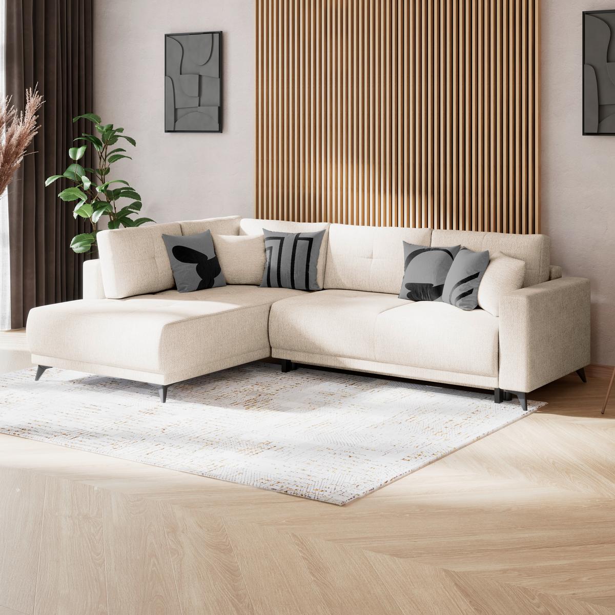 Kutna Garnitura Texas - bež/crna, Konvencionalno, drvo (203/259cm)