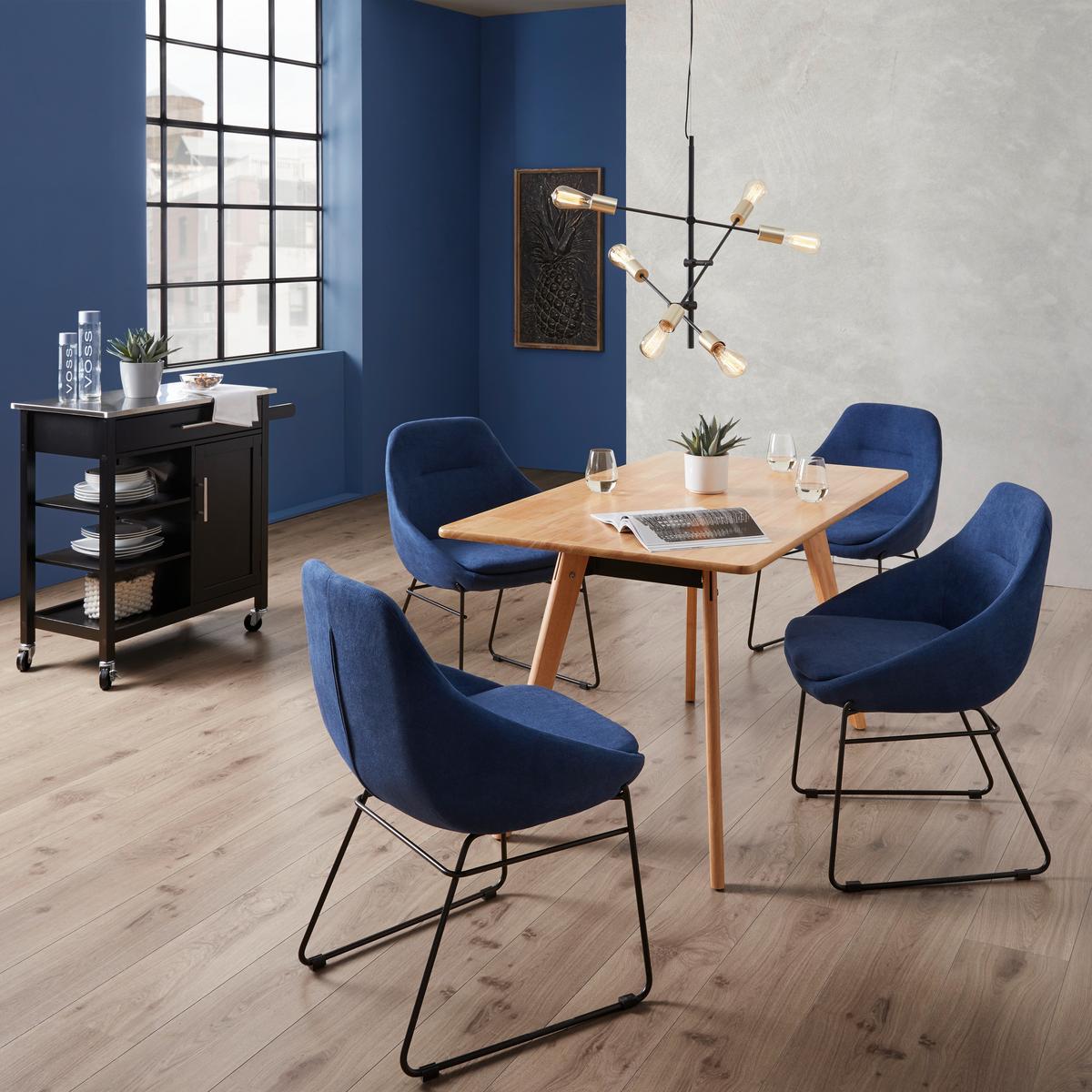 Esstisch aus Buche ca. 135x80 cm "Piet" - Buchefarben/Schwarz, Modern, Holz/Metall (135/80/75cm) - Bessagi Home