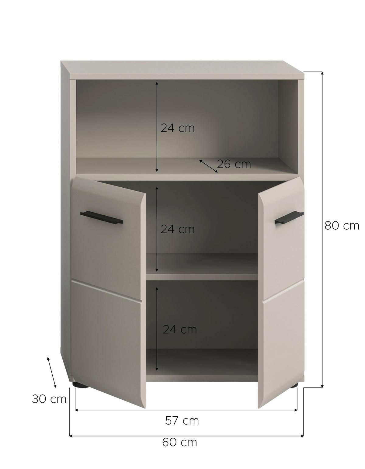 Midischrank Ice Kaschmir - Kaschmir/Schwarz, Trend, Holzwerkstoff/Kunststoff (60/80/30cm) - MID.YOU