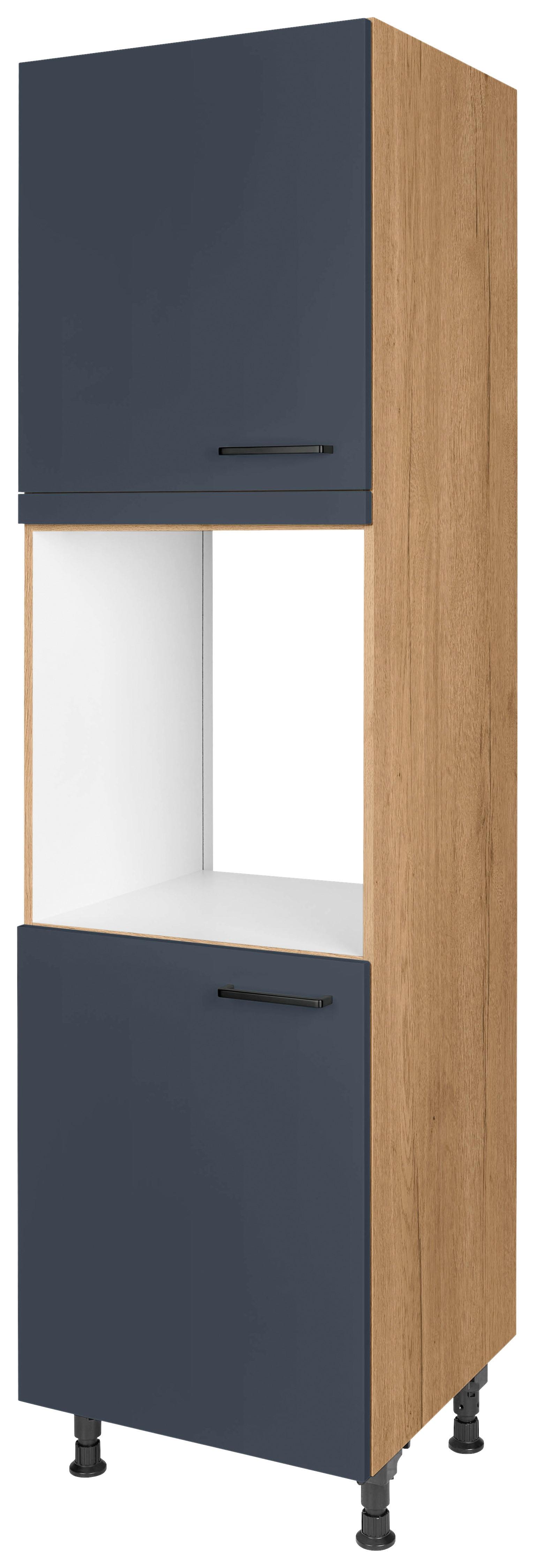 Geräteumbauschrank Easytouch Blau - Blau/Eichefarben, MODERN, Holzwerkstoff/Metall (60/216,6/58cm) - Nobilia