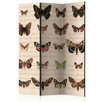 Paravan Butterflies, 3-Delni, Dvostranski - bež/rjava, Basics, tekstil/les (135/172/3cm) - artgeist