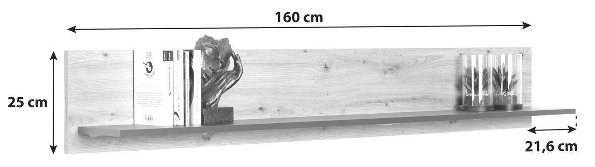 Poliță de perete NATURE NATP 02 - culoare lemn stejar, Konventionell, material pe bază de lemn (160/25/21,6cm)