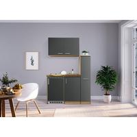 Miniküche Grau/Eichefarben m. Geräten B: ca. 130 cm - Eichefarben/Grau, MODERN, Holzwerkstoff (130cm) - Respekta