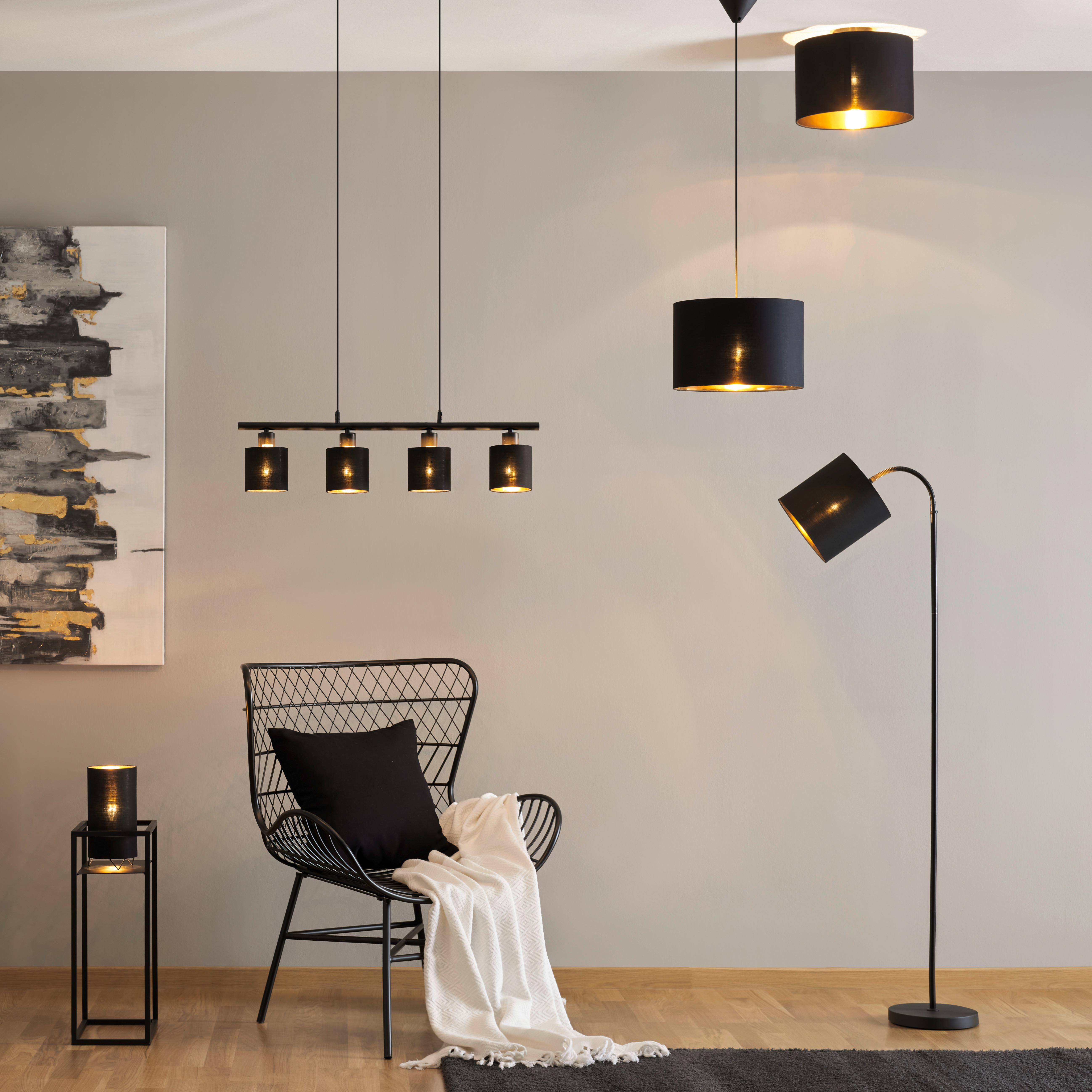Stehleuchte Goldi max. 25 Watt - Goldfarben/Schwarz, Modern, Textil/Metall (22/20/173cm) - Mömax