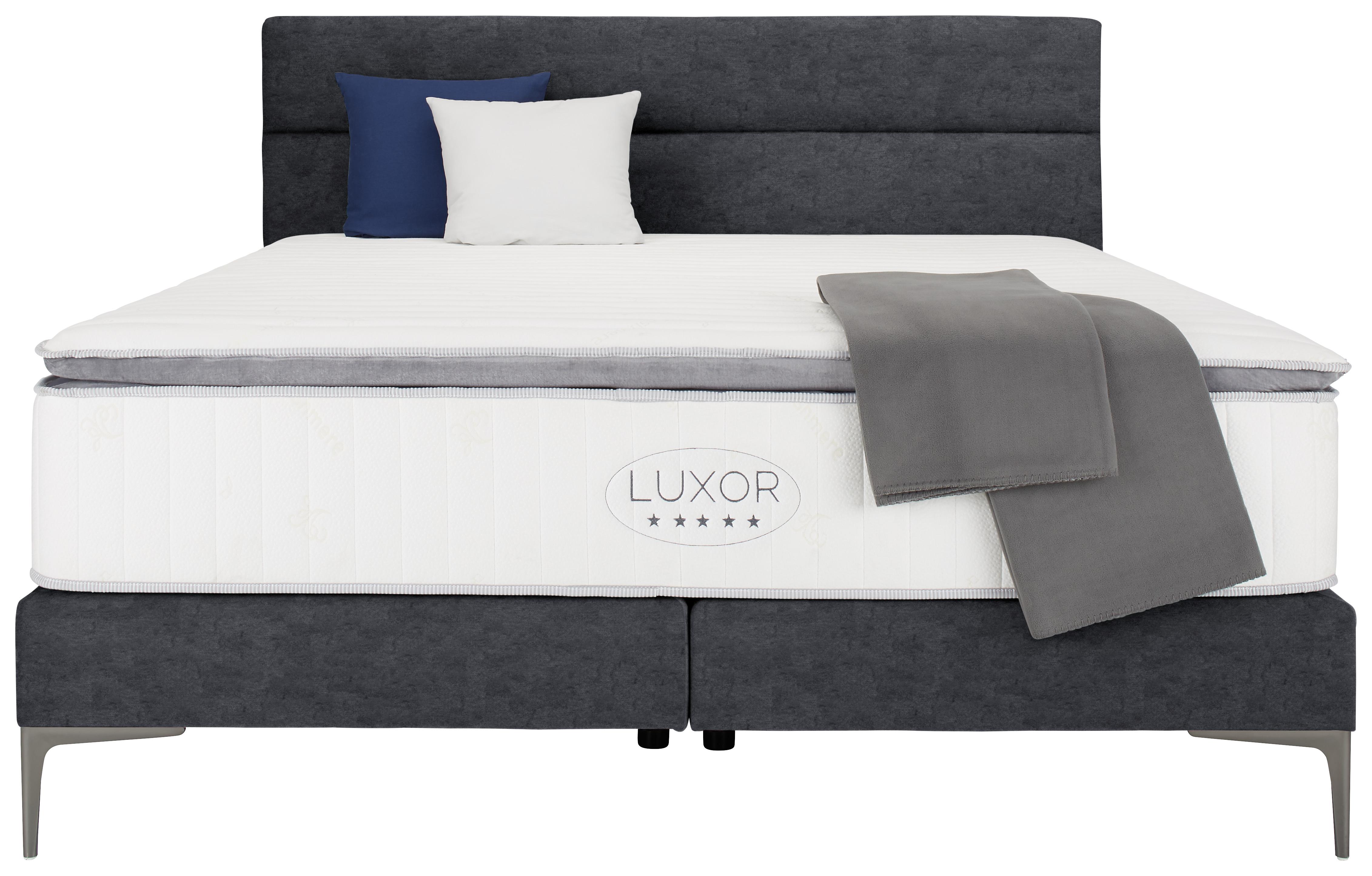 Boxspringbett ca. 180x200cm - Anthrazit/Schwarz, KONVENTIONELL, Holz/Holzwerkstoff (180/200cm) - Premium Living